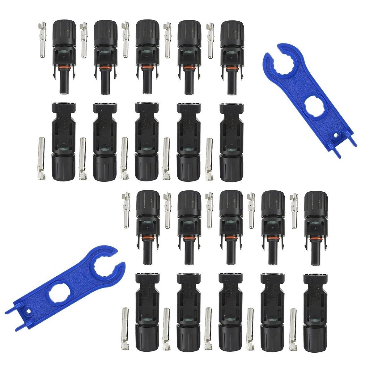 ARLI Solaranlage 10 Paar Solarkabel Solarstecker + MC4 Werkzeug Buchse, (Set, / Stecker 10-St., Schraubenschlüssel Set für Stecker), 1500V