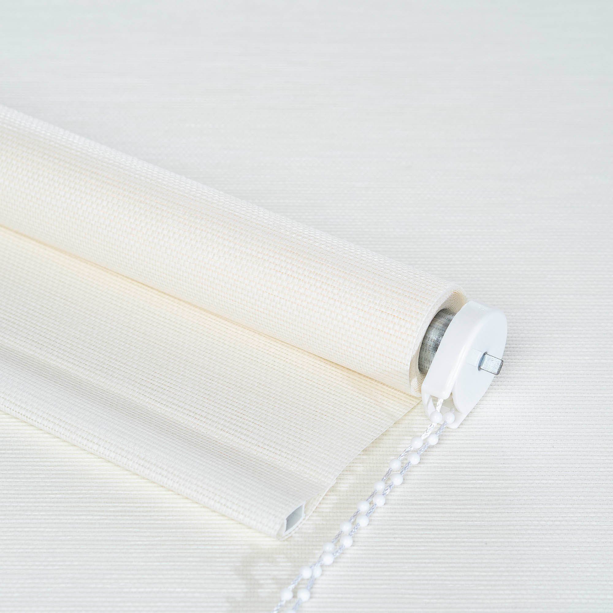 Seitenzugrollo Dekor Liedeco, weiß/naturfarben Bohren, Lichtschutz, mit verschraubt Struktur