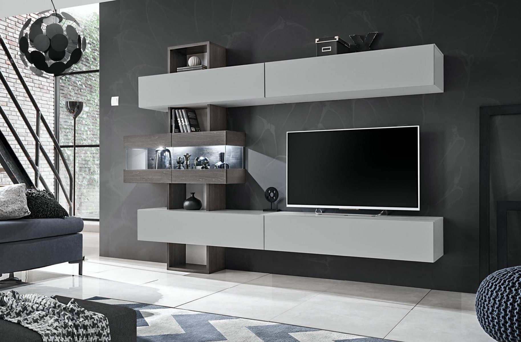 Xlmoebel Wohnwand Designer Holz Lowboard für stilvolles Wohnzimmer-Design, Made in Europa