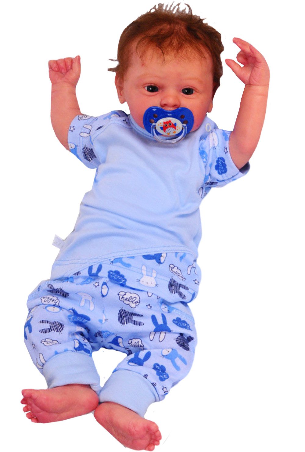 Shirt & Hose T-Shirt und Hose Baby Anzug 2Tlg in Blau mit Hasen Muster