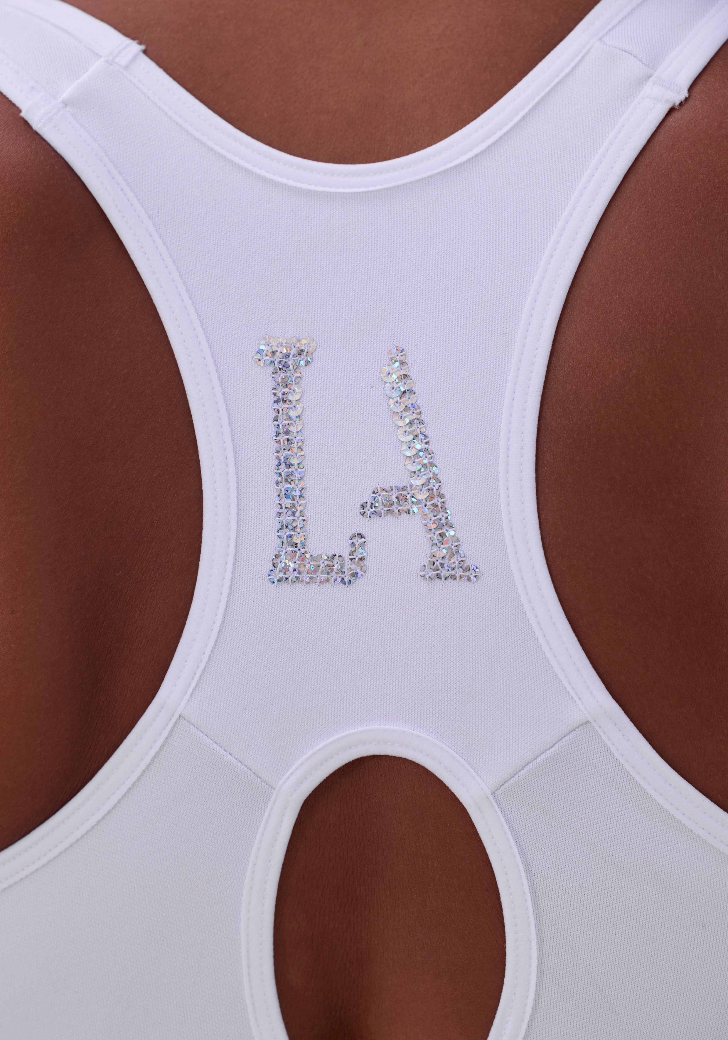 LASCANA ACTIVE Sport-BH mit LA-Buchstaben aus funkelnden Pailletten aus Coolmax-Material – Bild 4 von 5