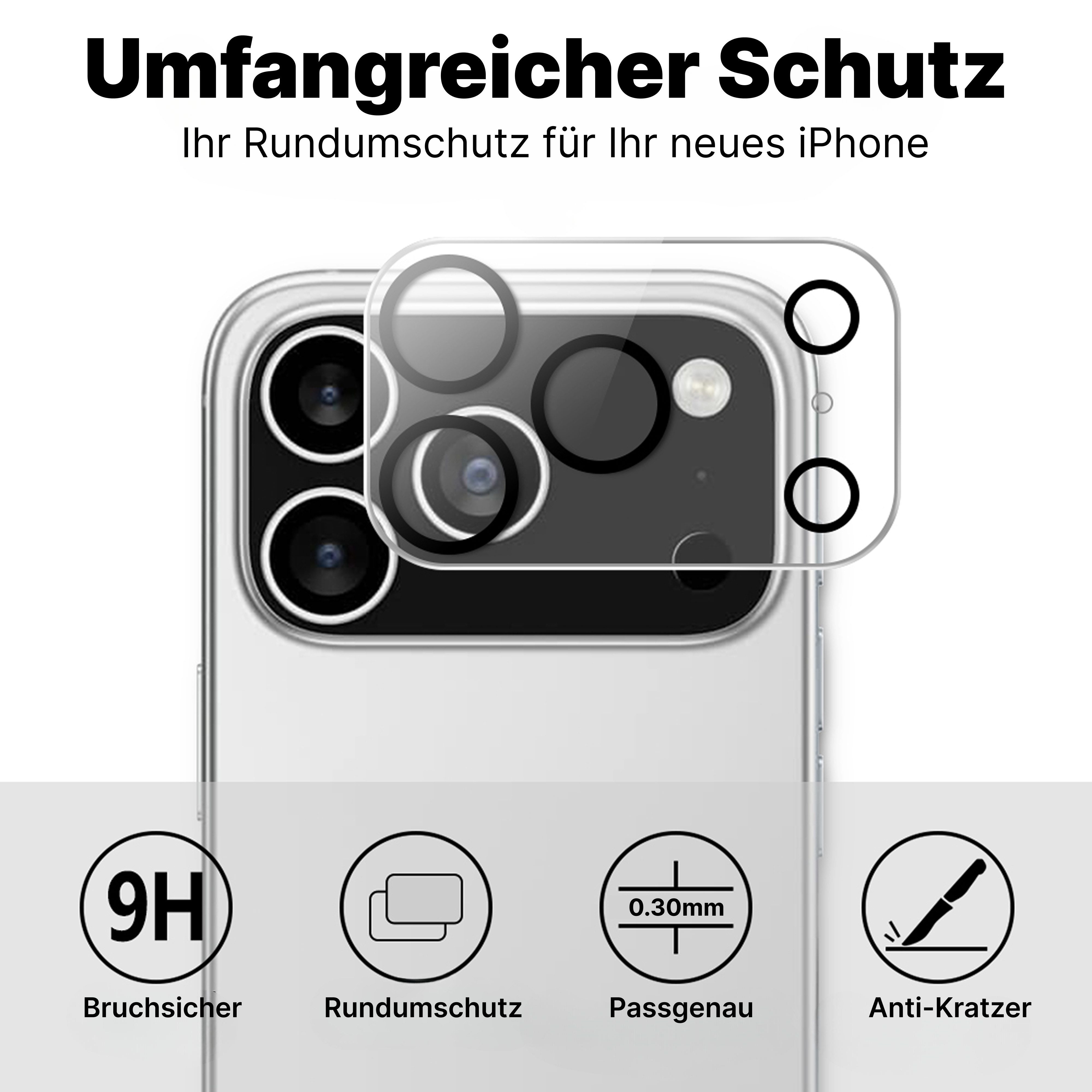 Futurea Schutzfolie 3er Kameraschutz Panzerglas für iPhone 17 16 15 14 13 12 Plus/Pro/Max, (3er Pack, 3-St., 3 Panzergläser), iPhone Schutzfolie, Panzerglas, Ultra-klar, Anti-Fingerabdrücke