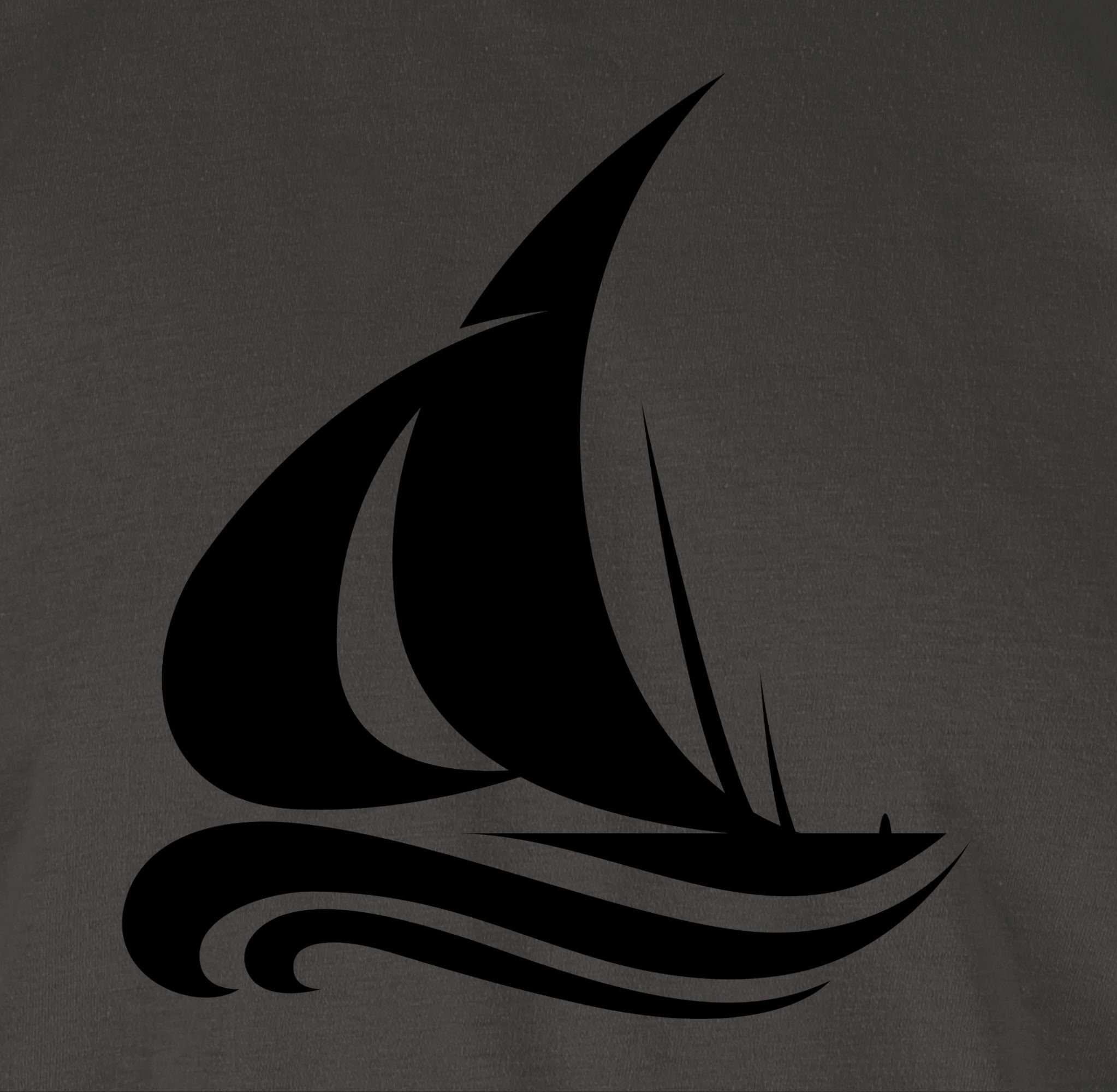 Dunkelgrau Deko Segelboot Schiff & 1 Boot Shirtracer T-Shirt Wellen