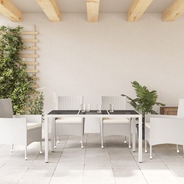 vidaXL Gartentisch Gartentisch mit Glasplatte Weiß 150x90x75 cm Poly Rattan