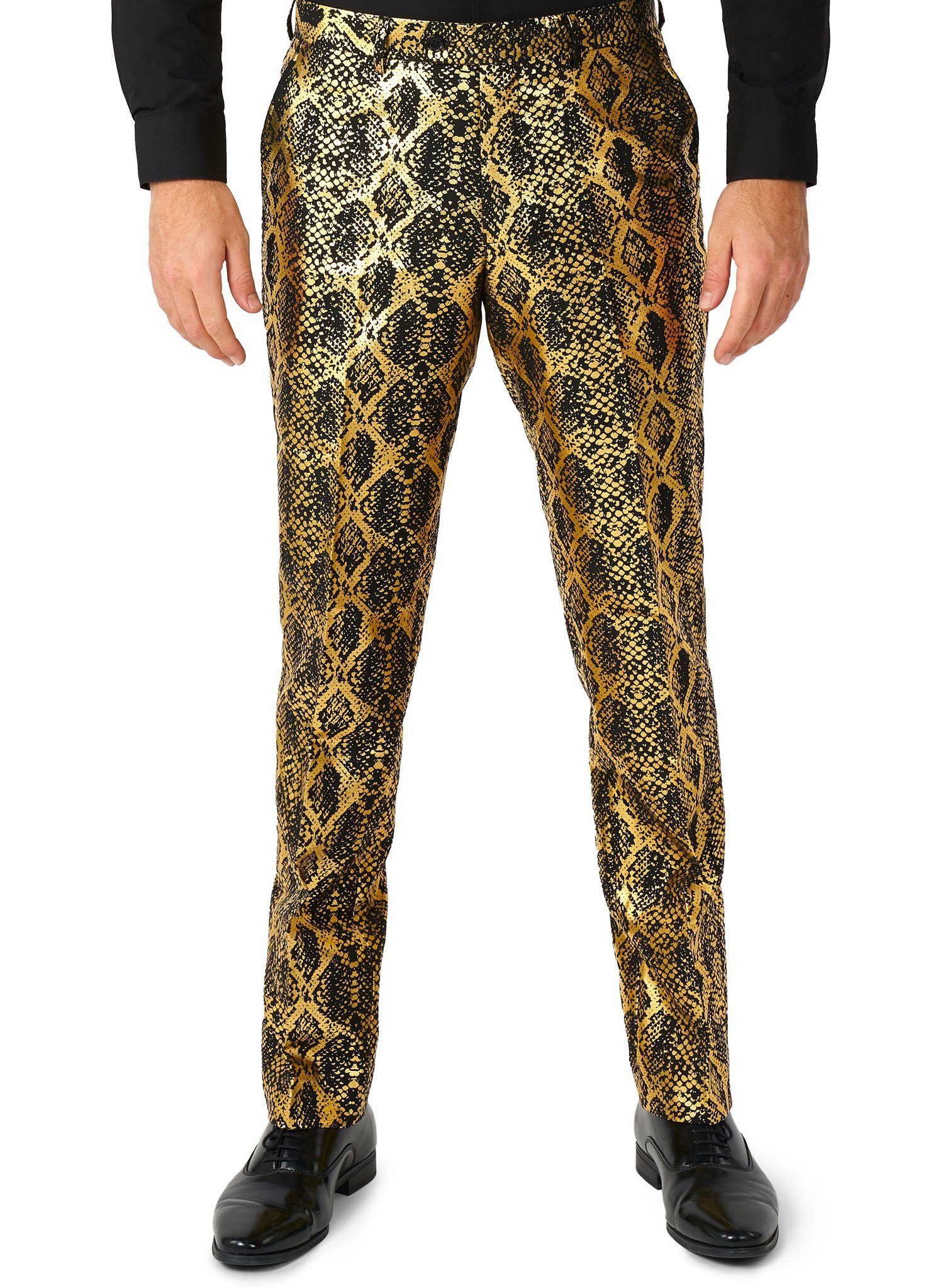 Opposuits Partyanzug Shiny Snake Kostüm Anzug - für Karneval Halloween, Cobrastyle: ein Anzug aus glänzend goldener Schlangenhaut