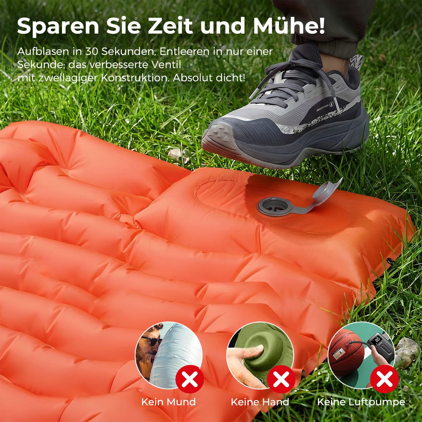 AKKEE Isomatte Outdoor Camping Schlafmatte Aufblasbar Sleeping Pad 190 x 70 x 10 cm, selbstaufblasend – Bild 5 von 5