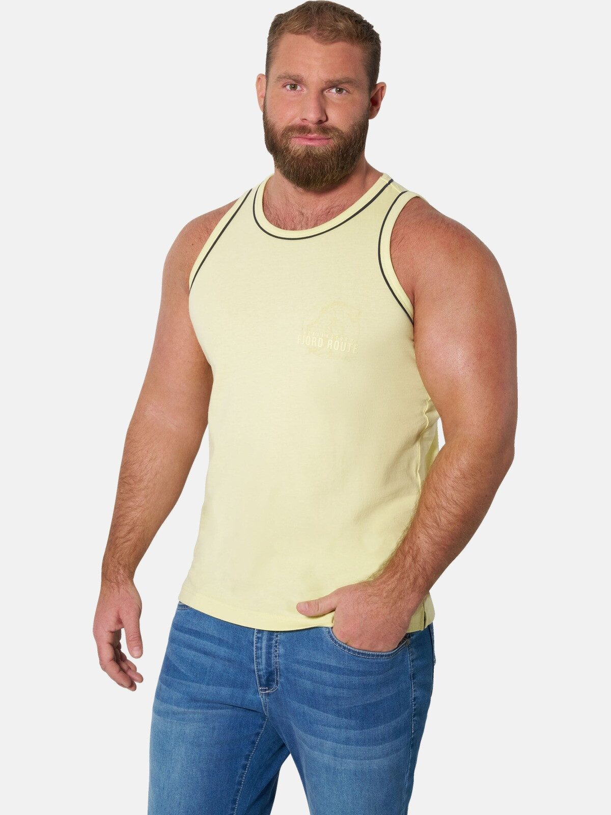 Jan Vanderstorm Muskelshirt HEGON mit lässigem Ton-in-Ton-Print
