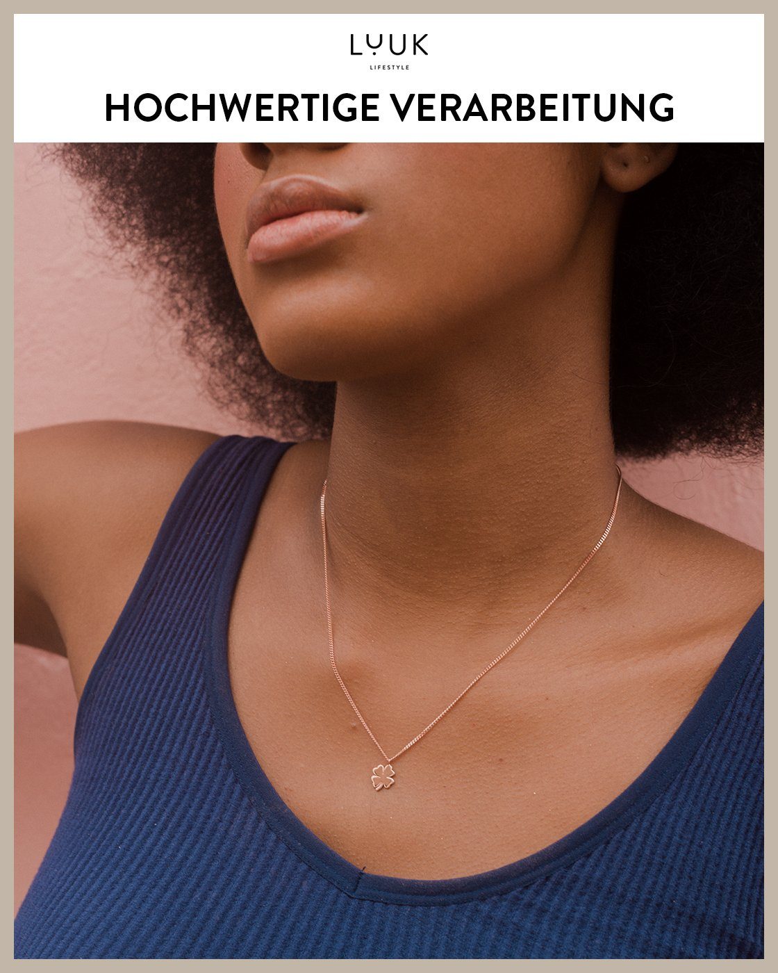 Look Kleeblatt, und Silberkette Trendschmuck, frischer LIFESTYLE moderner LUUK Rosé