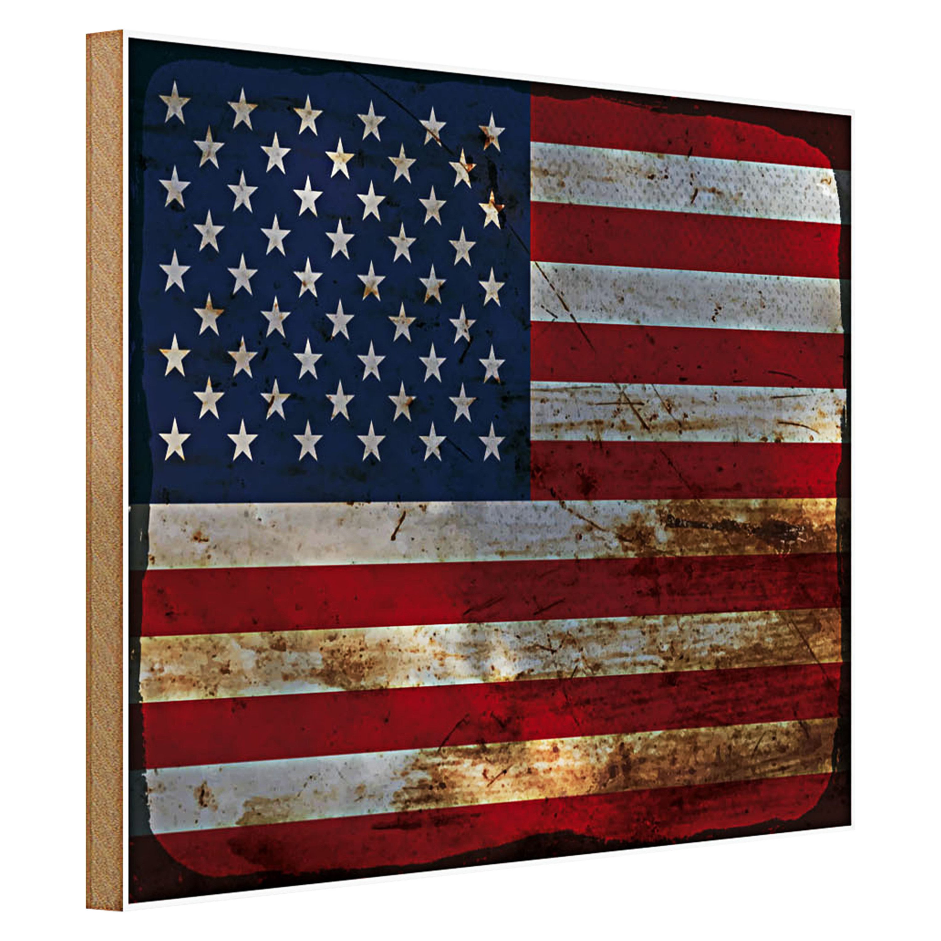 Roomando Holzbild Flagge Vereinigte Staaten 40x30cm States Rost
