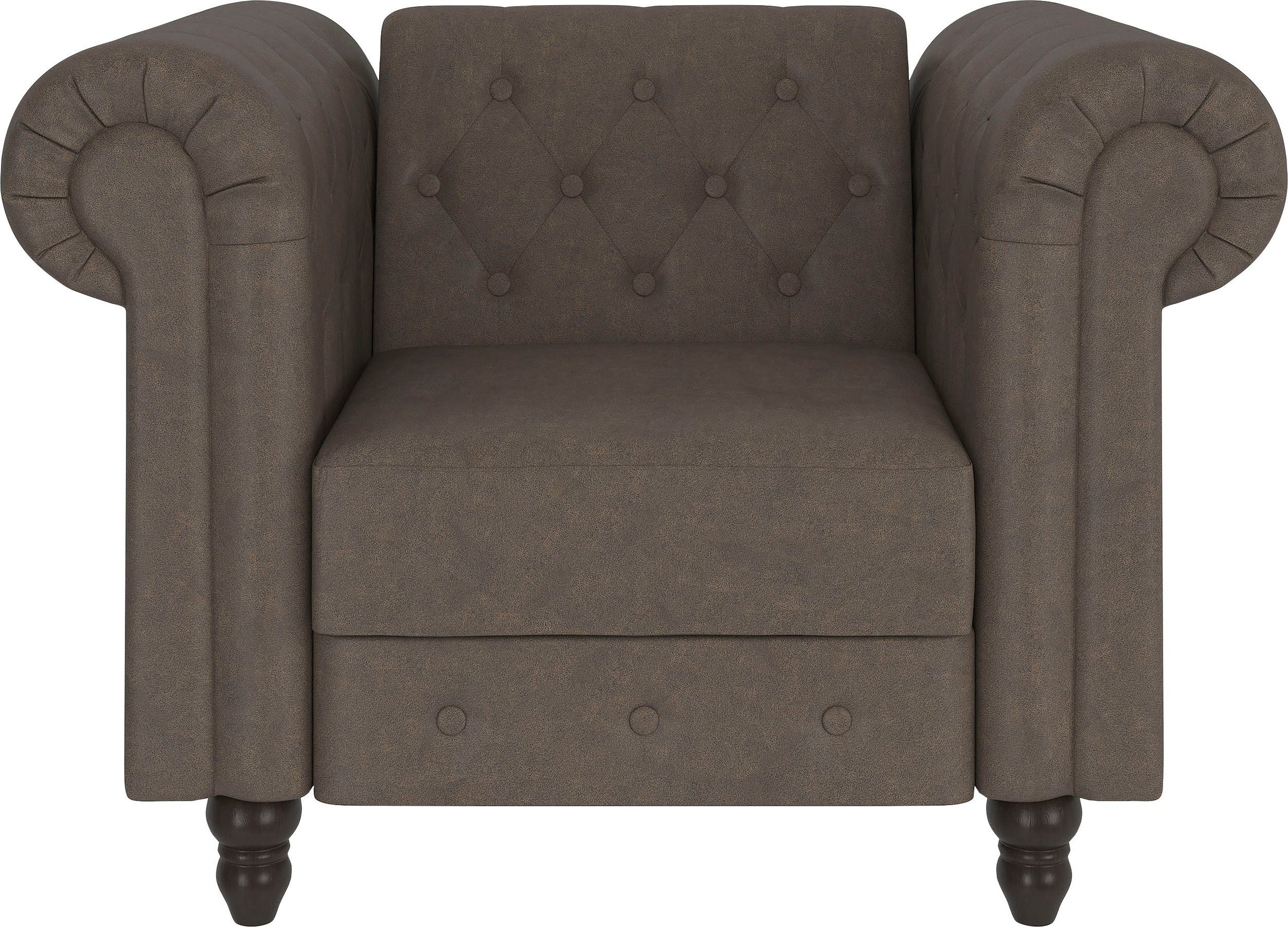 DOREL HOME Chesterfield-Sessel FELIX Microfaser Dunkelbraun
