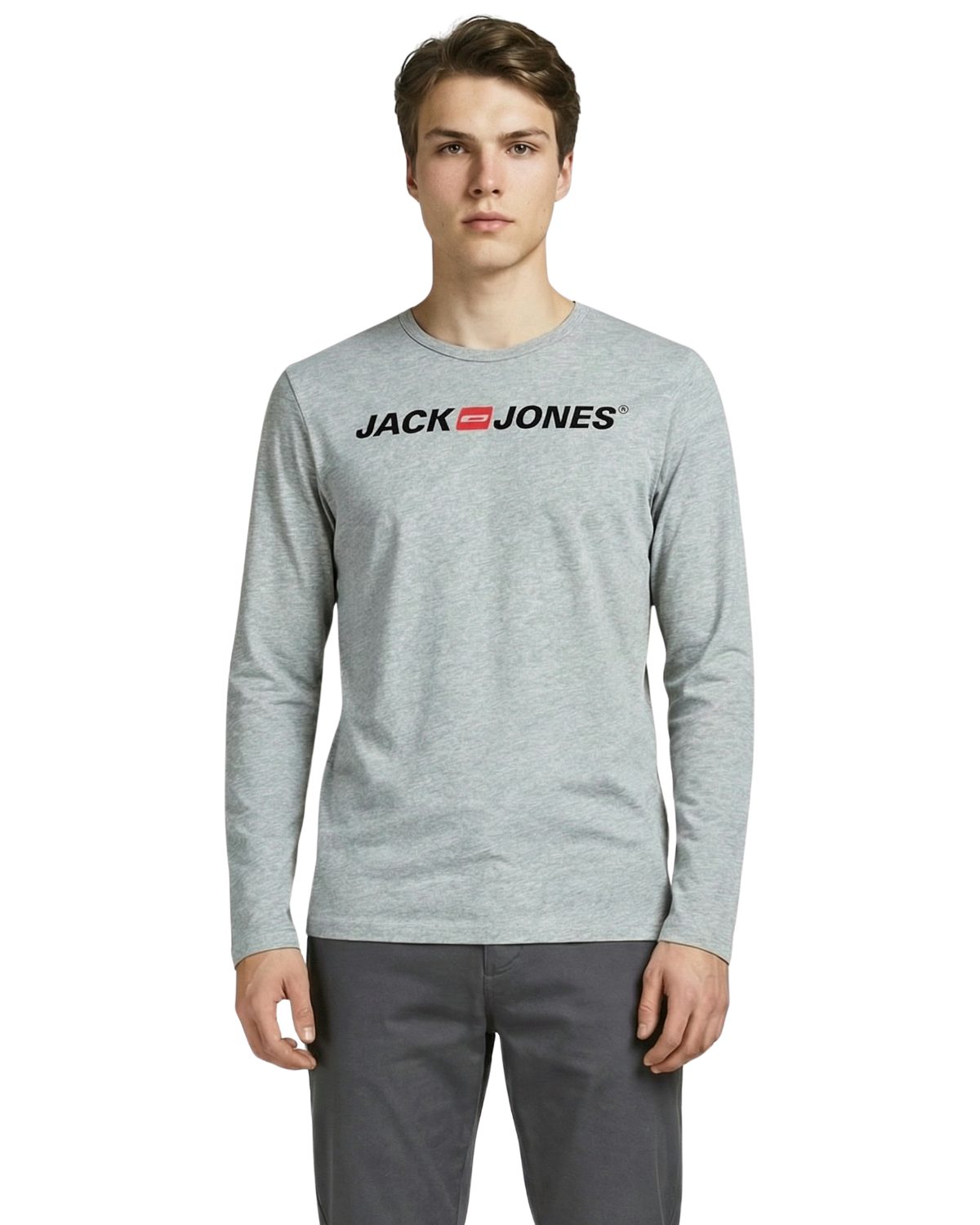 Jack & Jones Langarmshirt Regular-Fit mit stilvollem Printdruck (Spar-Set, 3er-Pack) in Unifarbe aus Baumwolle, mit lizenziertem Originaldesign Print