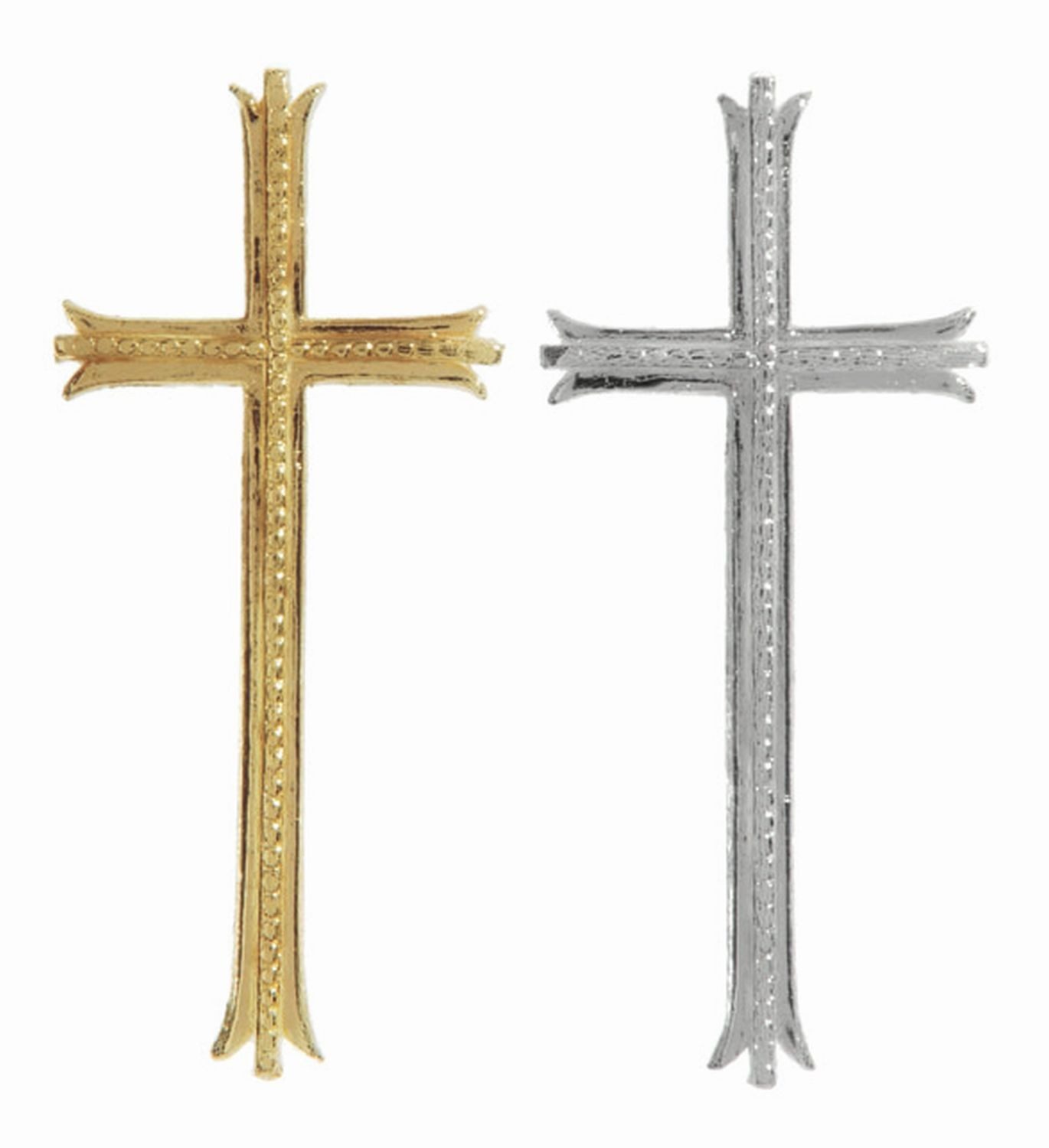 INNA-Glas Stumpenkerze Wachsverzierung Kreuz LESJA, Silber, 10,5x4,5cm