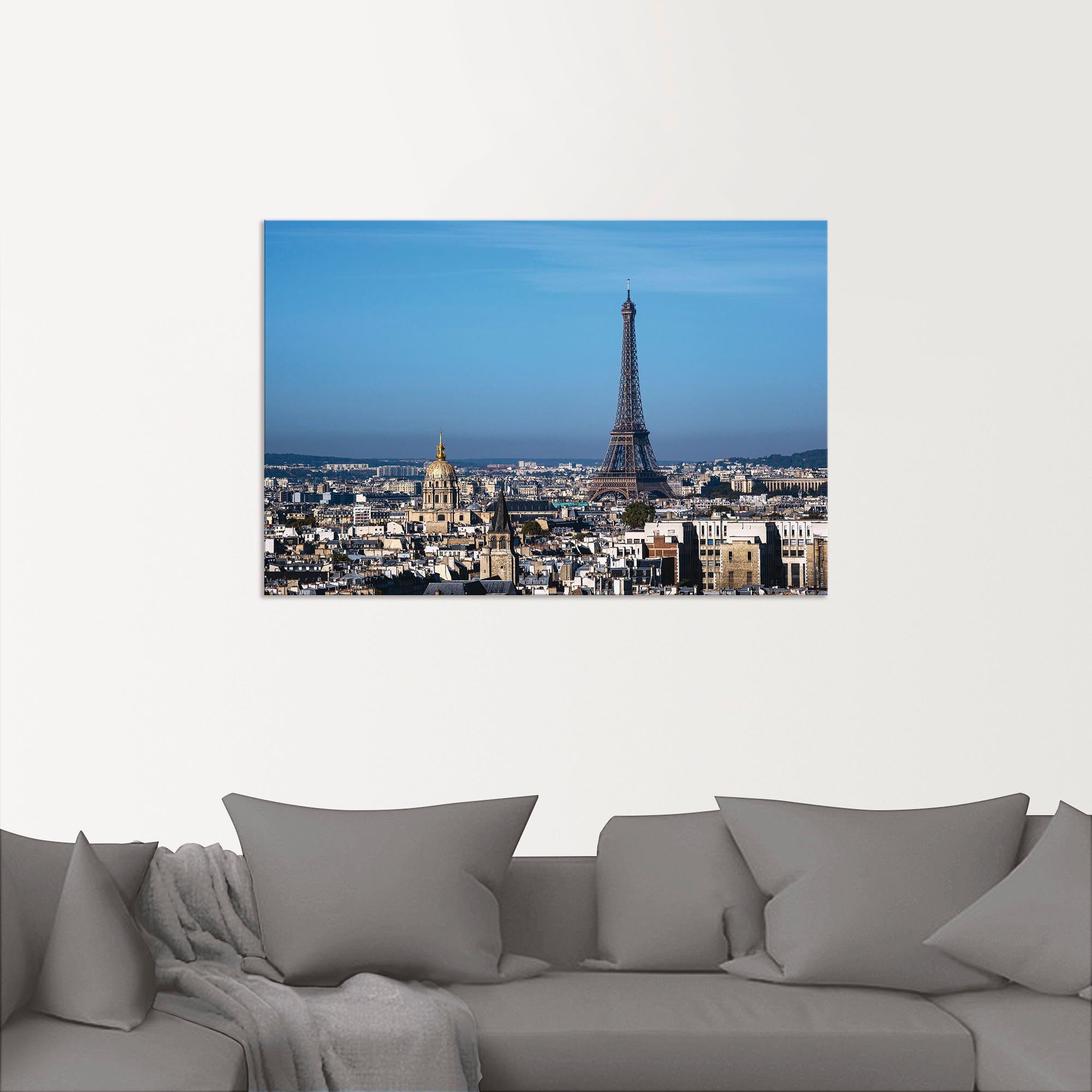 Wandbild Größen Eiffelturm Blick Leinwandbild, (1 auf Paris Poster in oder versch. als Wandaufkleber den in St), Artland Alubild, Paris,