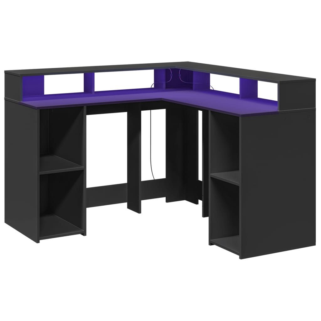 vidaXL Schreibtisch LED-Schreibtisch Schwarz 130x130x91 cm günstig online kaufen