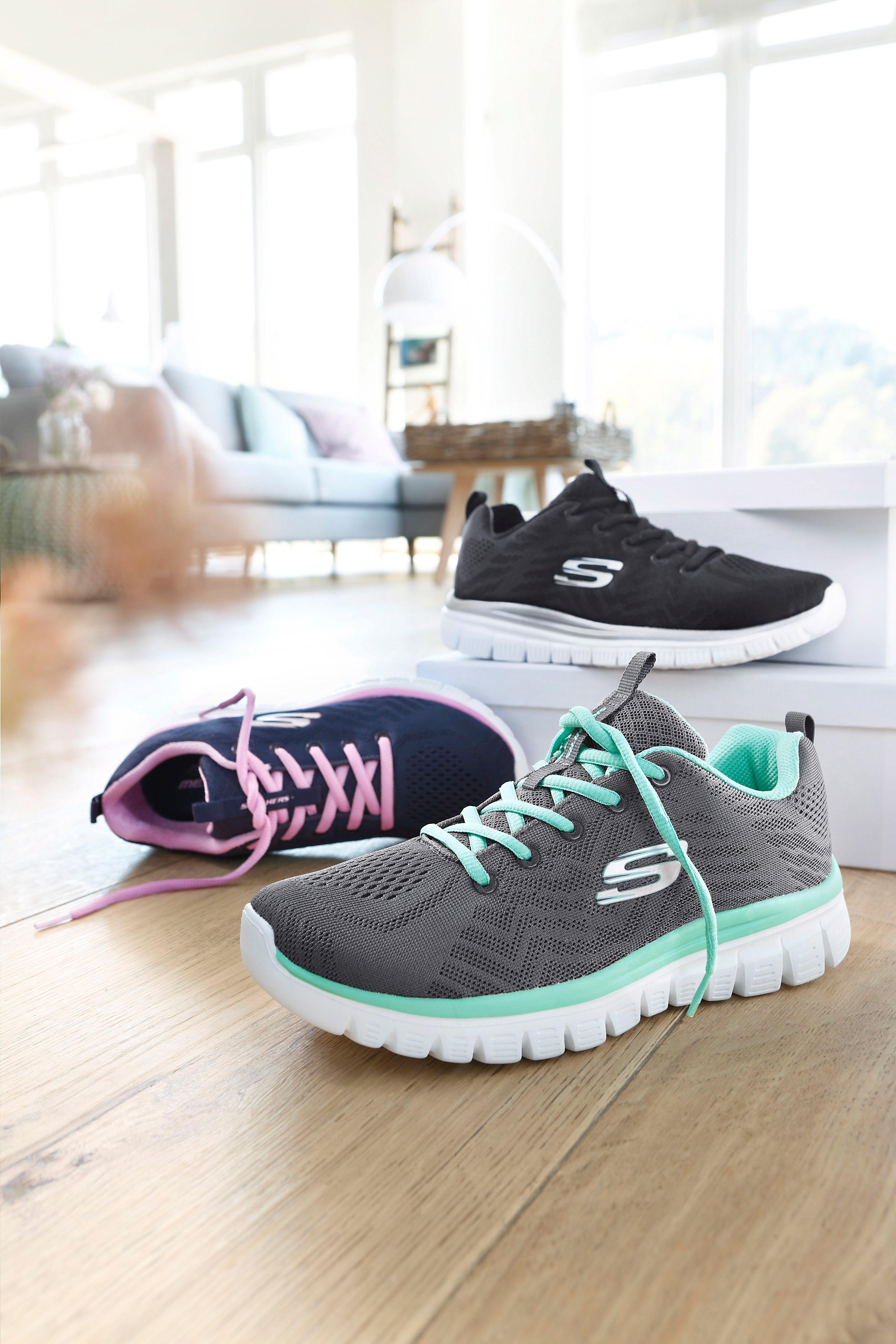 schwarz-weiß Sneaker Dämpfung Connected Get - Foam Memory Graceful durch mit Skechers