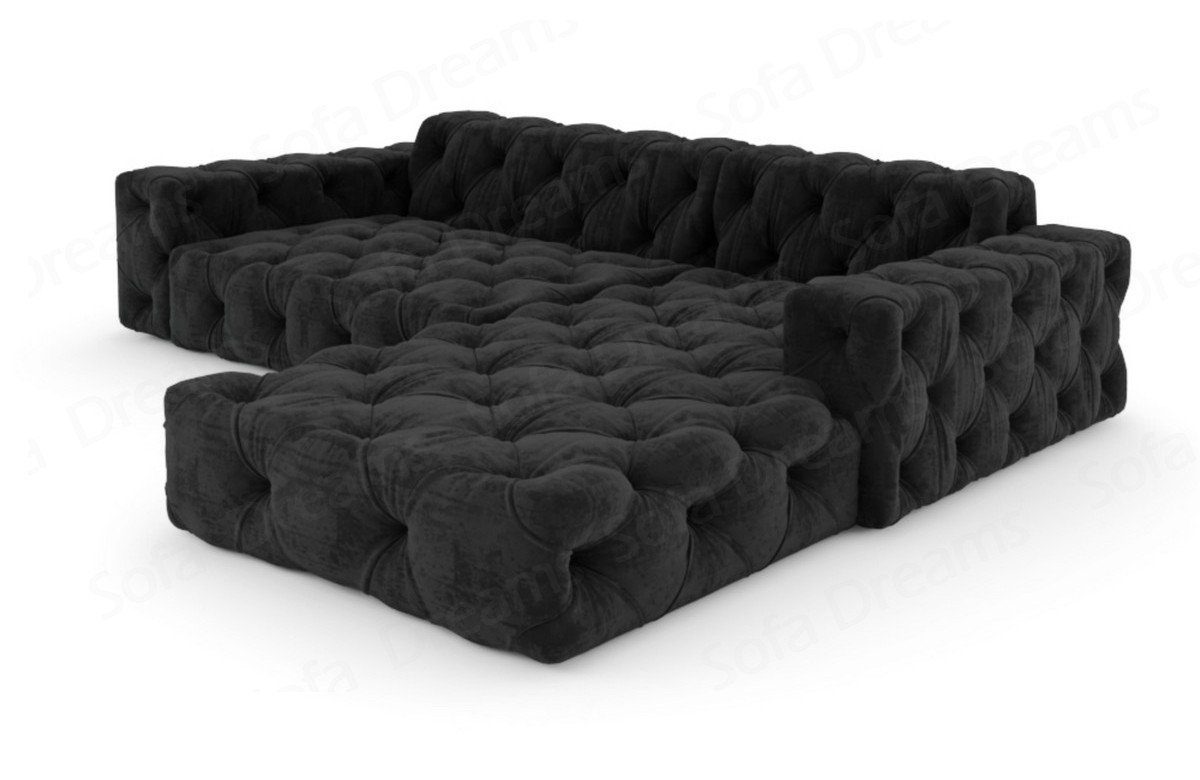 Sofa Dreams Design Ecksofa Form Loungesofa kurz L schwarz95 Menorca Samtstoff Polster Sofa Stoffsofa