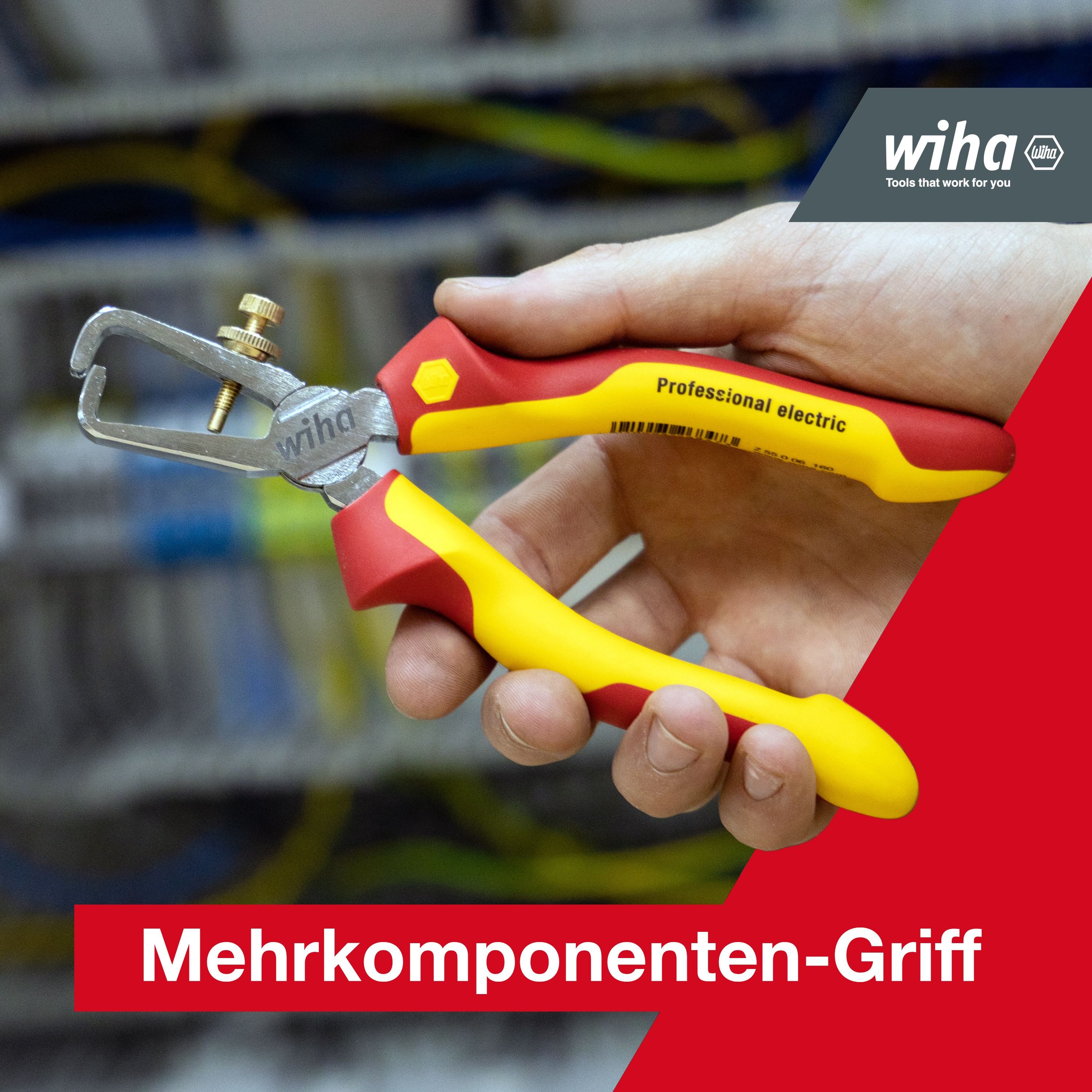 Wiha Abisolierzange Professional electric (27437), 160 mm, für präzises und sicheres Abmanteln