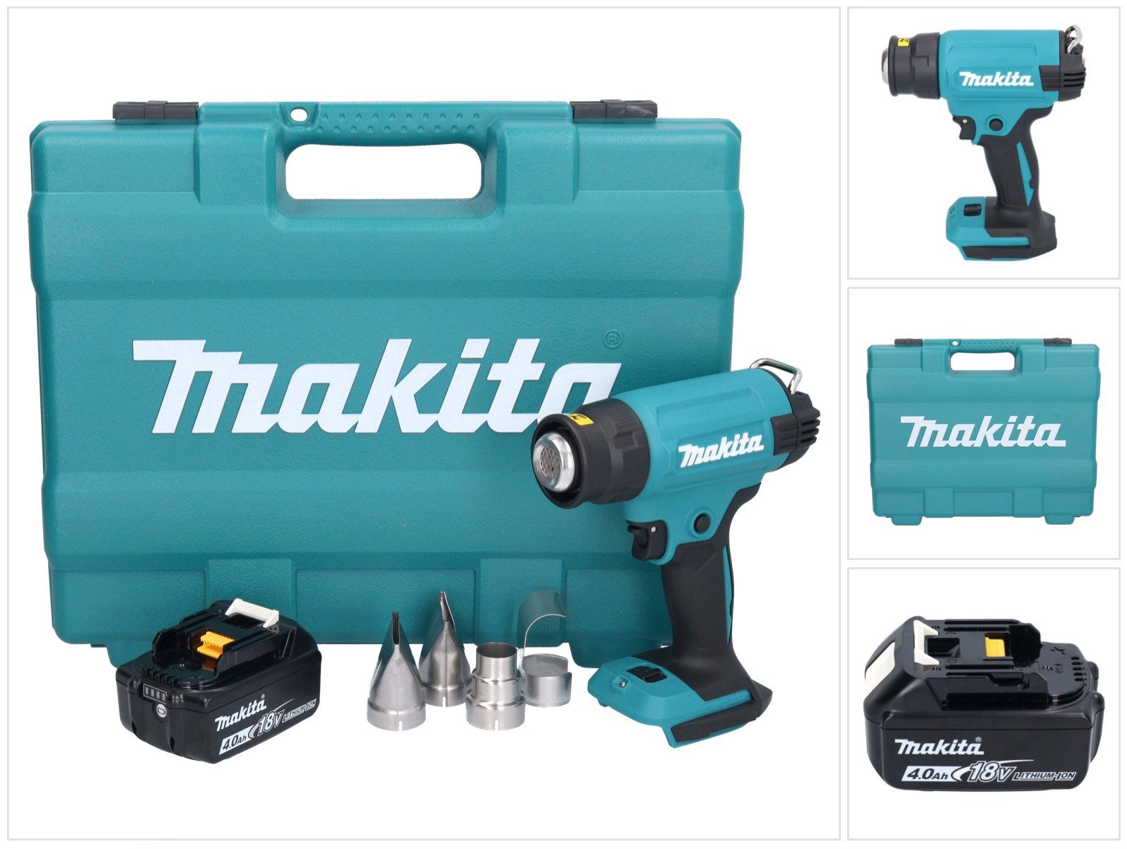 Makita Heißluftgebläse DHG 181 M1K Akku Heißluftgebläse 18 V 150 - 550°C + 1x Akku 4,0 Ah +