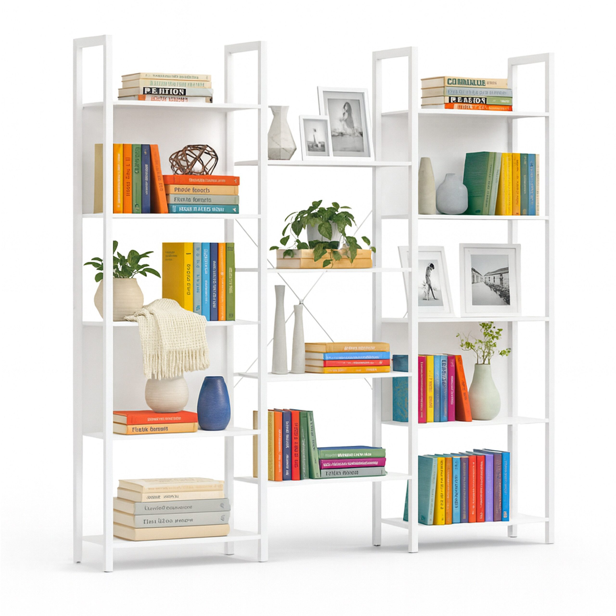 relaxdays Standregal Industrial Bücherregal 14 Ablagen, weiß günstig online kaufen