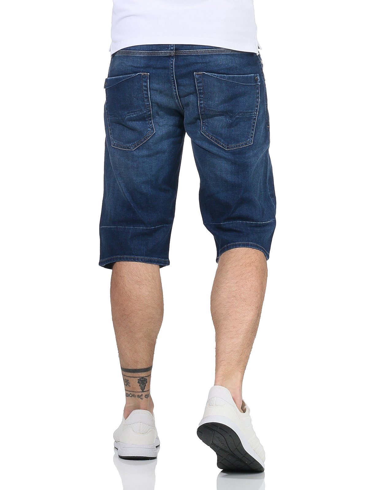 RG48R Kroshort Shorts Herren Blau kurze Jeansshorts Hose RG48R Used-Look Jeans Diesel dezenter Shorts,