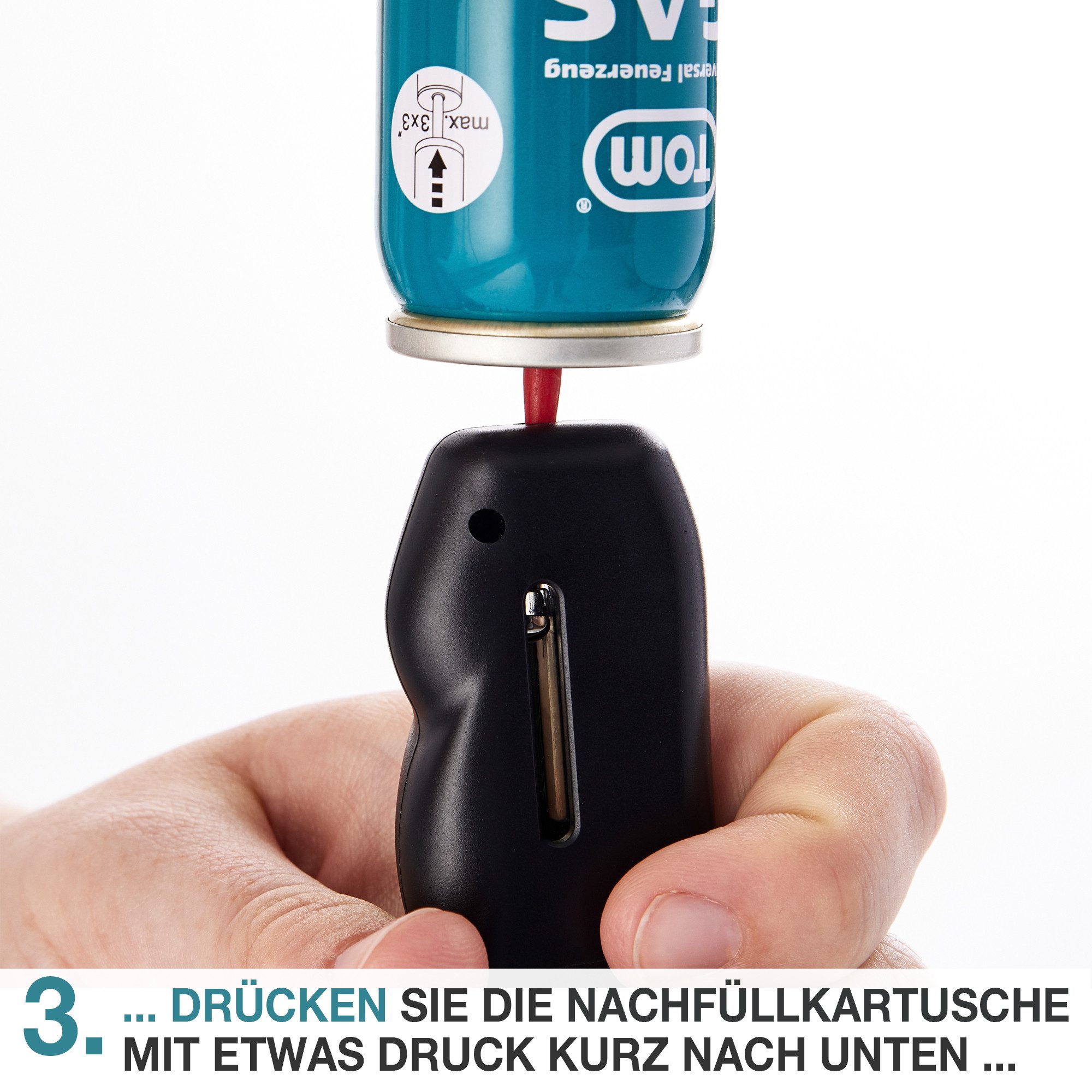 TOM Gas 100ml Feuerzeuggas 5er Set inklusive Adapter, Butangas, Nachfüllgas – Bild 4 von 5