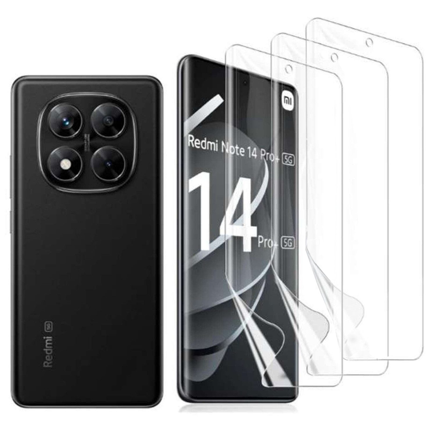 CLM-Tech Displayschutzfolie 3X für Xiaomi Redmi Note 14 Pro 5G Folie weich für Xiaomi Redmi Note 14 Pro 5G / Redmi Note 14 Pro+, TPU Folie - Anti-Fingerabdruck und kratzfest -, 3 Stück, Kristallklar