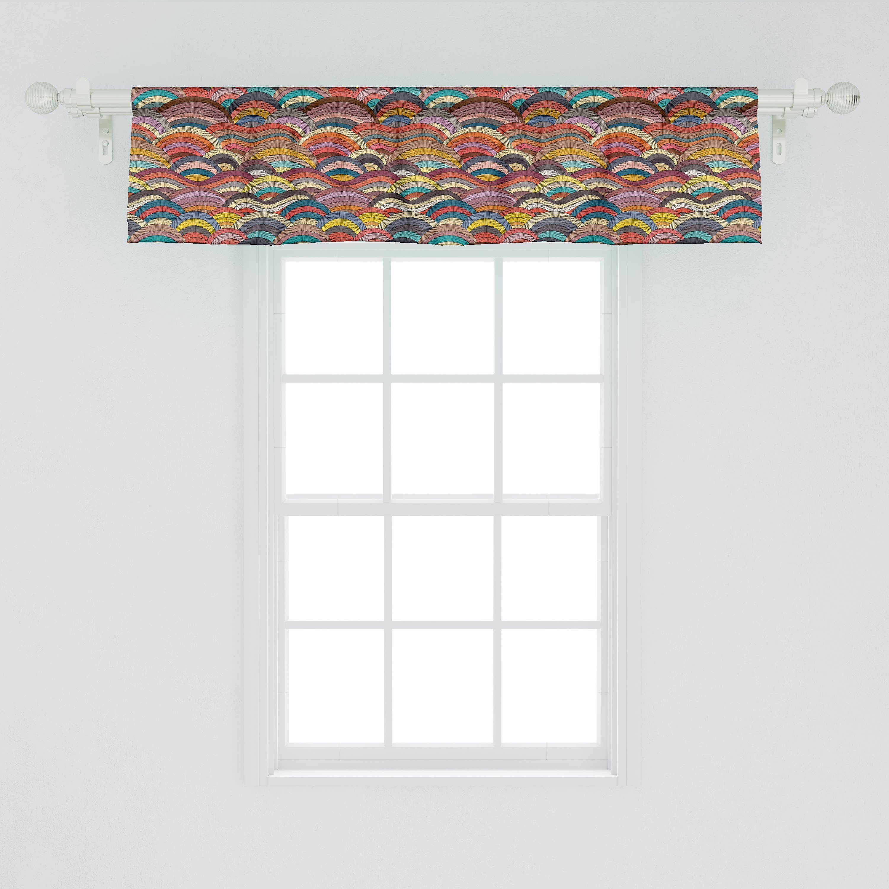Abakuhaus, mit Scheibengardine Stangentasche, Microfaser, Schlafzimmer Volant Dekor Mosaik Motley Geometrie für Vorhang Abstrakte Küche
