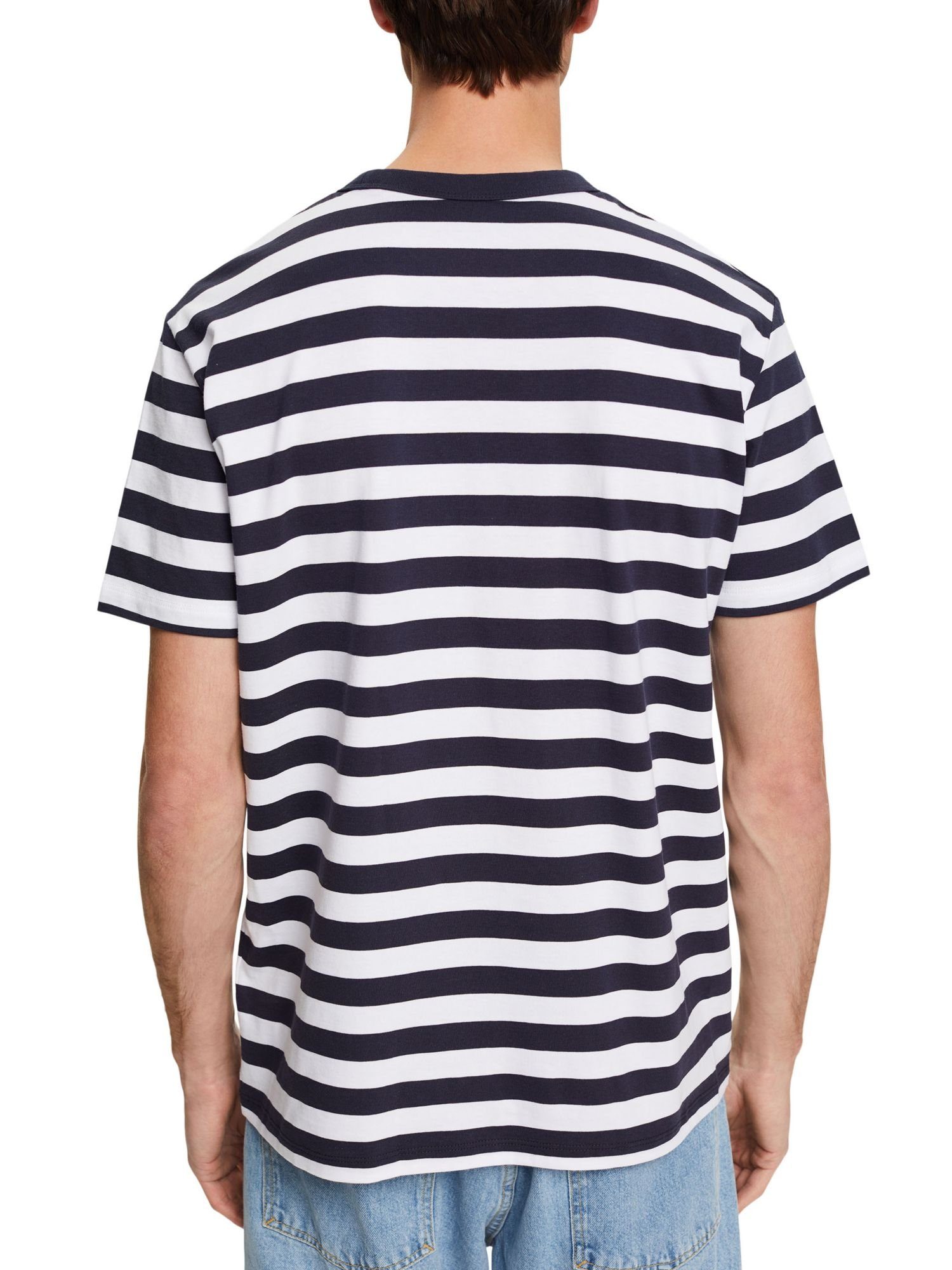 (1-tlg) Rundhalsausschnitt NAVY Gestreiftes T-Shirt T-Shirt Esprit mit
