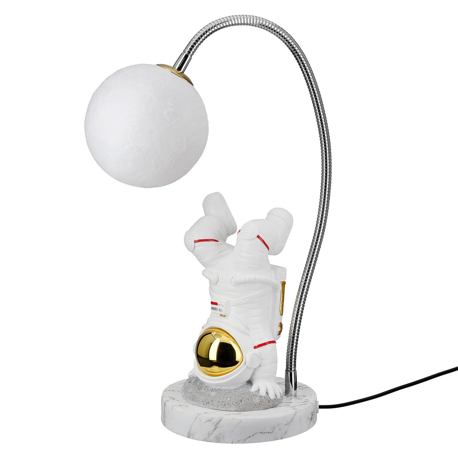 GILDE NEIL Tischleuchte (LED) - weiß - Kunstharz - Höhe 42cm x Breite 25cm, Tischlampe - Schreibtischlampe - Nachttischlampe