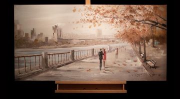 KUNSTLOFT Gemälde Autumn Walk 120x60 cm, Leinwandbild 100% HANDGEMALT Wandbild Wohnzimmer