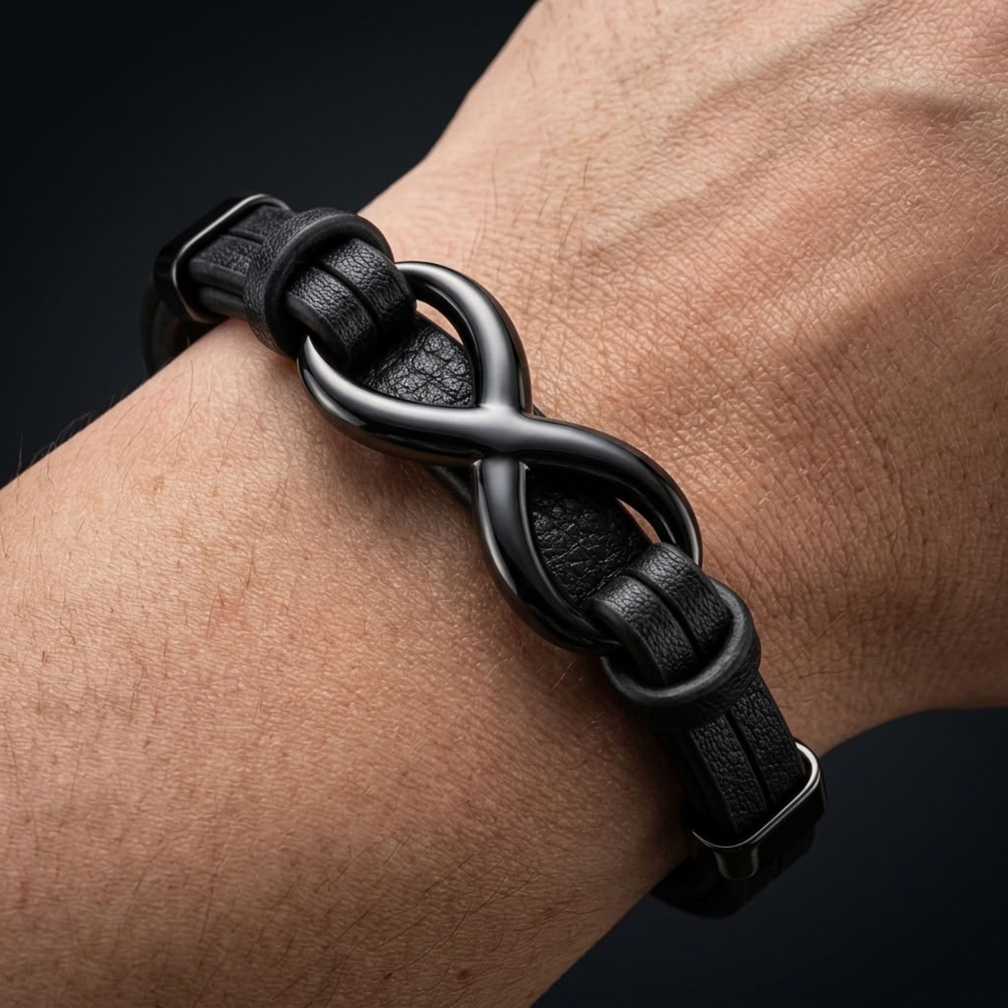 UNIQAL.de Lederarmband Unendlichkeit Leder Armband "INFINITY" Herren (Edelstahl, Echtleder, Casual Style, Handgefertigt), Designed in Germany – Bild 5 von 5