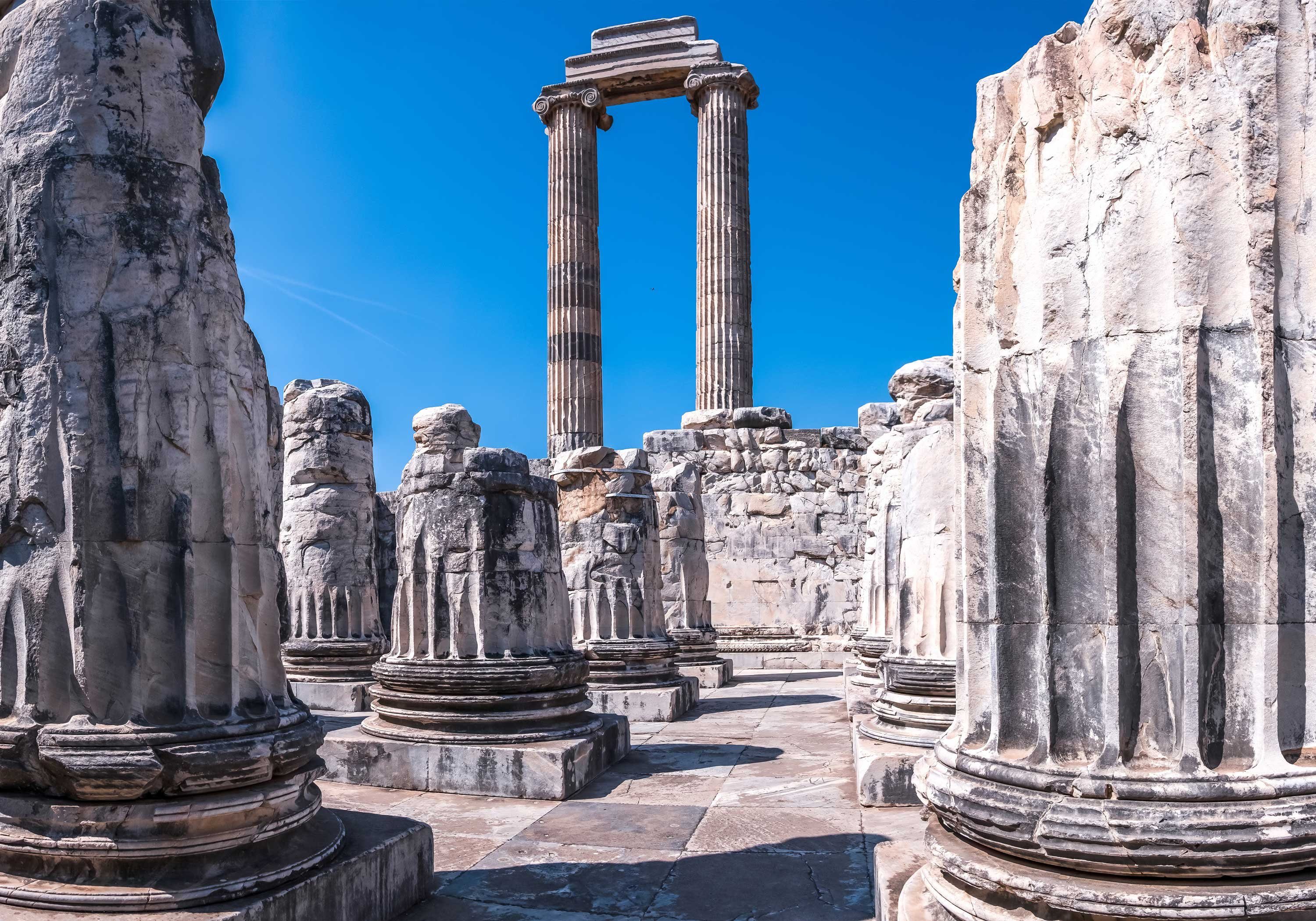 wandmotiv24 Fototapete Griechische Ruinen Säulen, glatt, Wandtapete, Motivtapete, matt, Vliestapete
