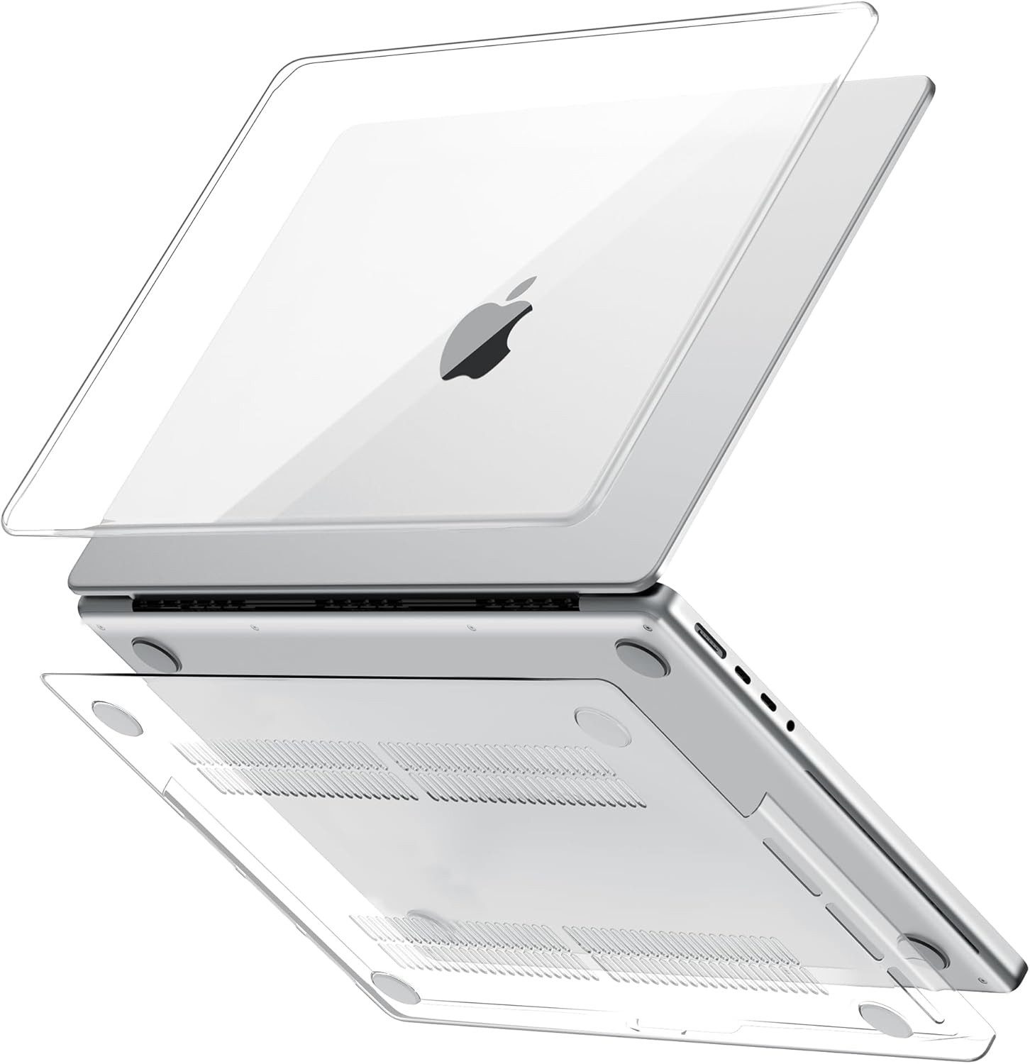 CLM-Tech Laptop-Hülle 14 Zoll, für MacBook Pro M4 M3 M2 M1 - kristallklare Hartschale