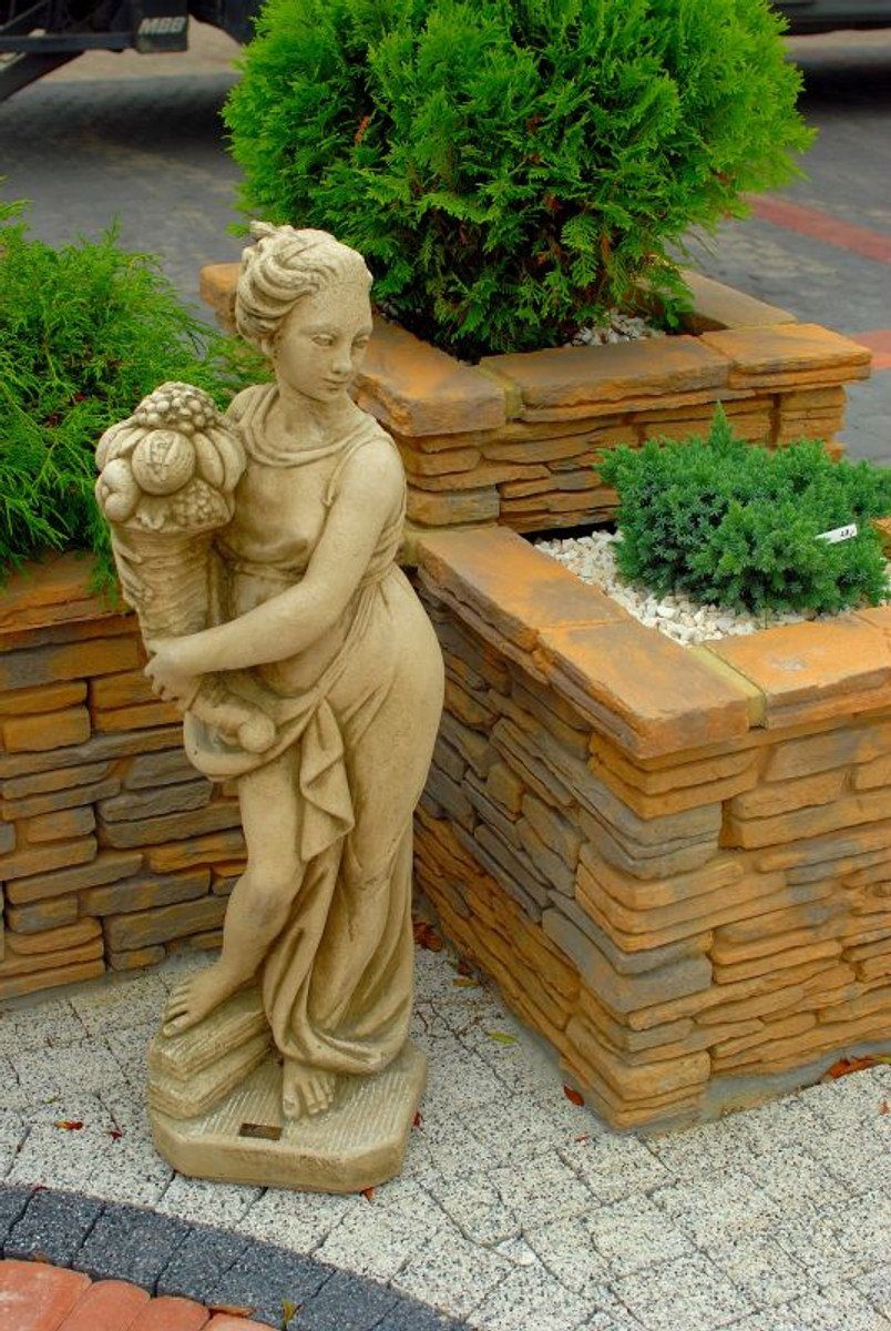 Casa Padrino Skulptur Jugendstil Skulptur x cm Venus mit Gartendeko - Massiv Barock - Füllhorn 26 x 90 Antikstil und 24 H Schwer