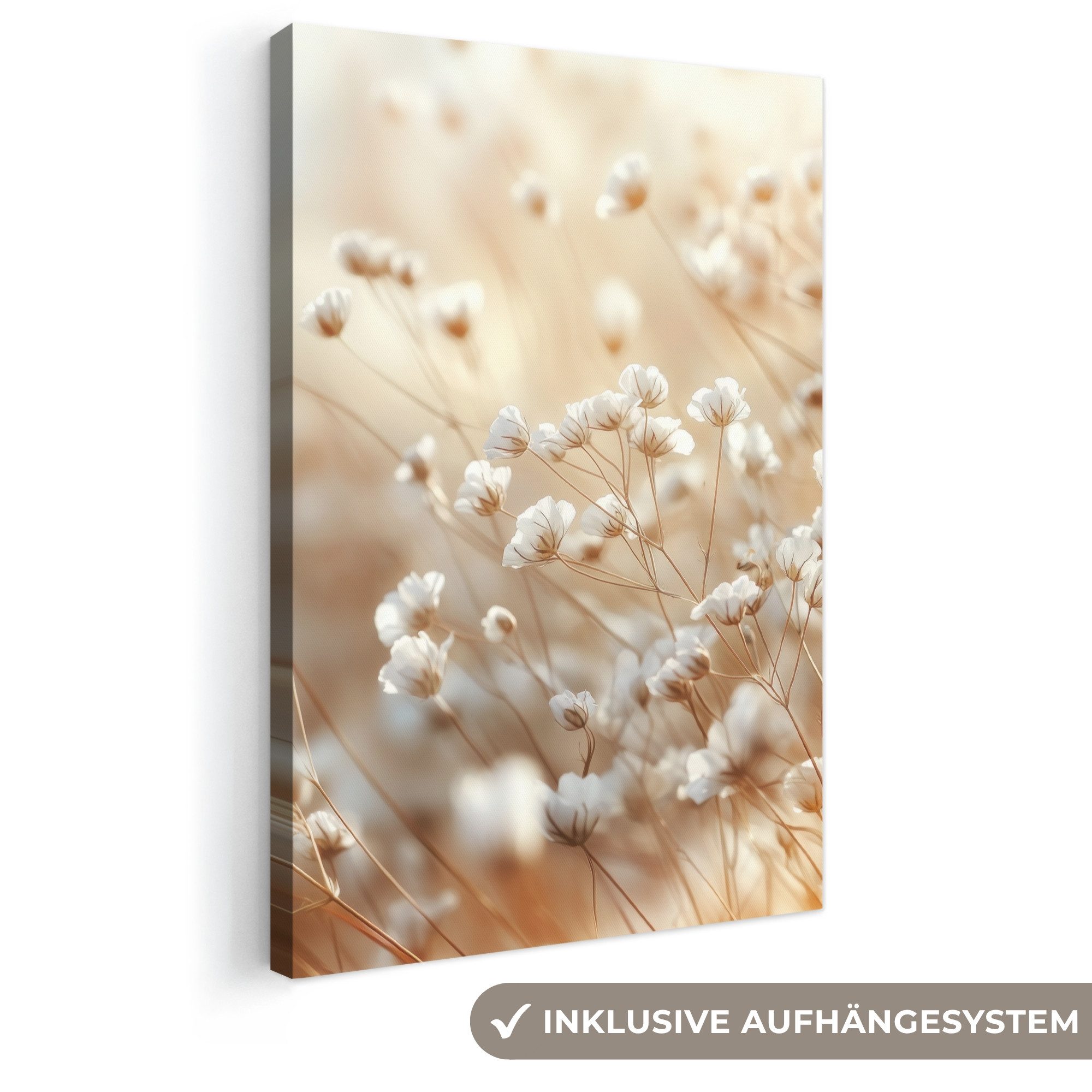 OneMillionCanvasses® Leinwandbild Wild - Blumen - Weiß, Fotodruck (1 St), Leinwand Canvas Wandbild, Wanddekoration 20x30 cm