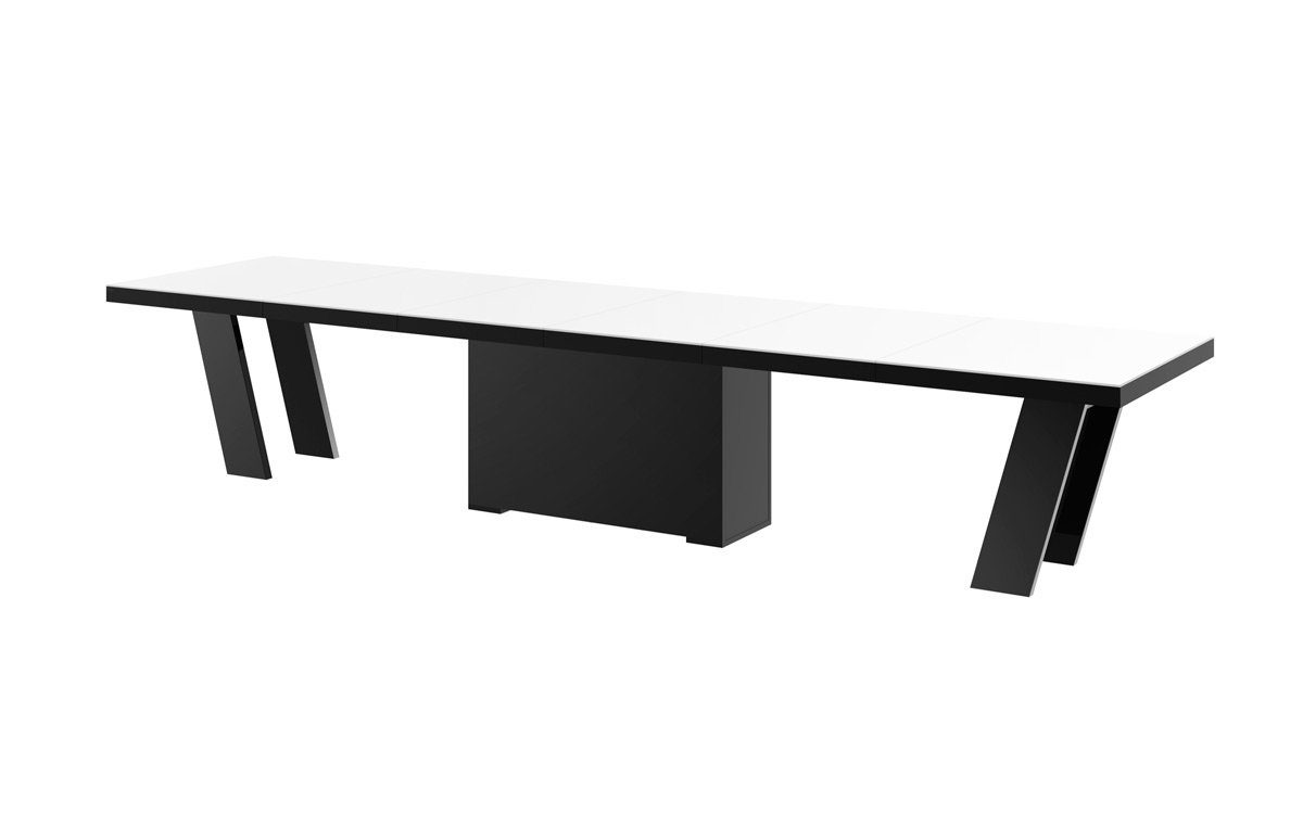 Tisch Schwarz HEG-111 Design Hochglanz Weiß / 160-412cm Esstisch Konferenztisch designimpex Hochglanz XXL Hochglanz ausziehbar