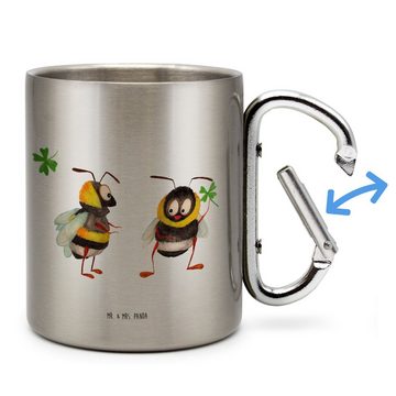 Mr. & Mrs. Panda Tasse Hummeln Kleeblatt - Transparent - Geschenk, glücklich sein, Tiere, Ta, Edelstahl, Einzigartiges Design