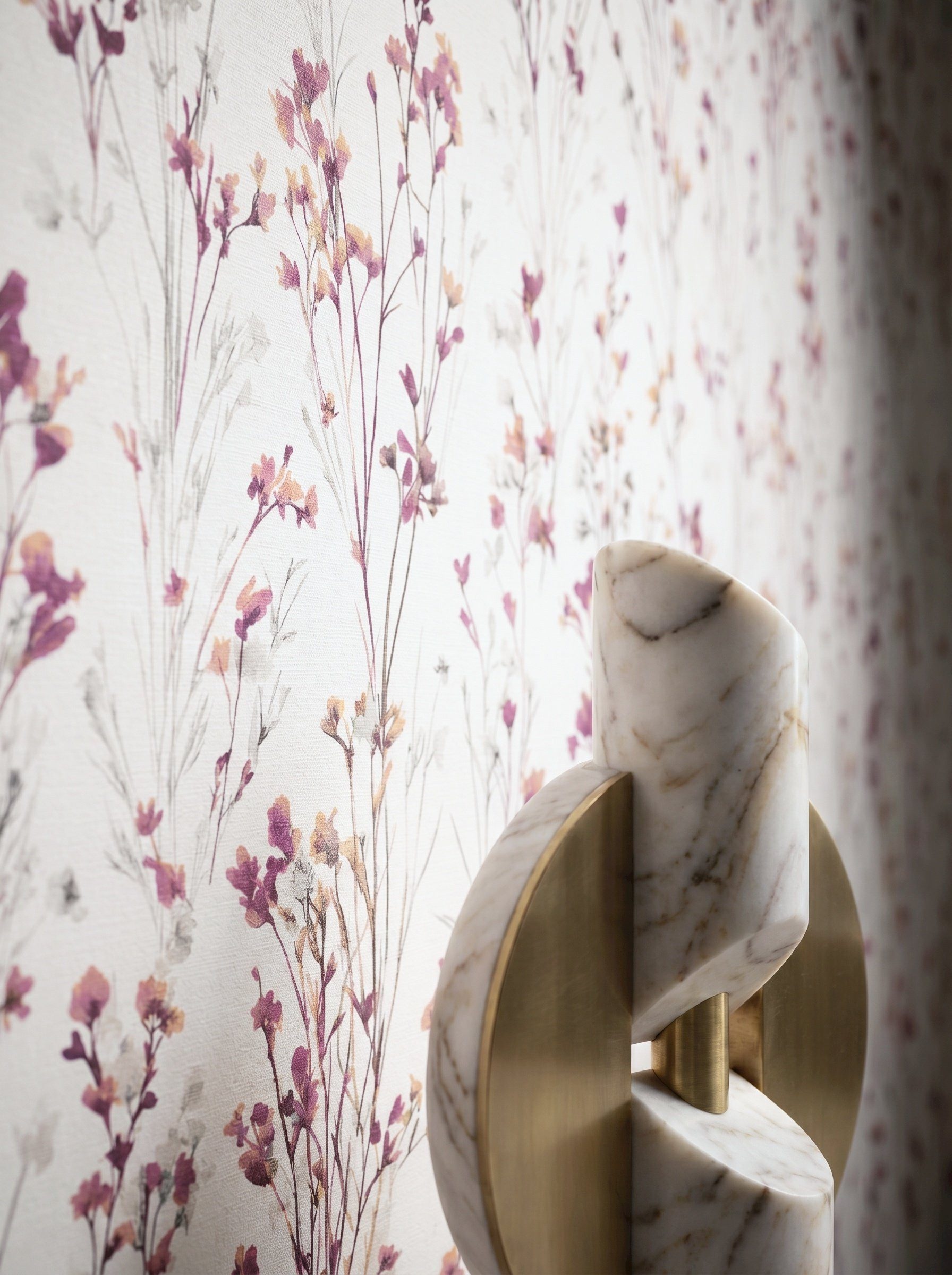 Newroom Vliestapete Lunara Purpur Tapete Vliestapete Blumen, Floral, Blumenranke, strukturiert, Mustertapete