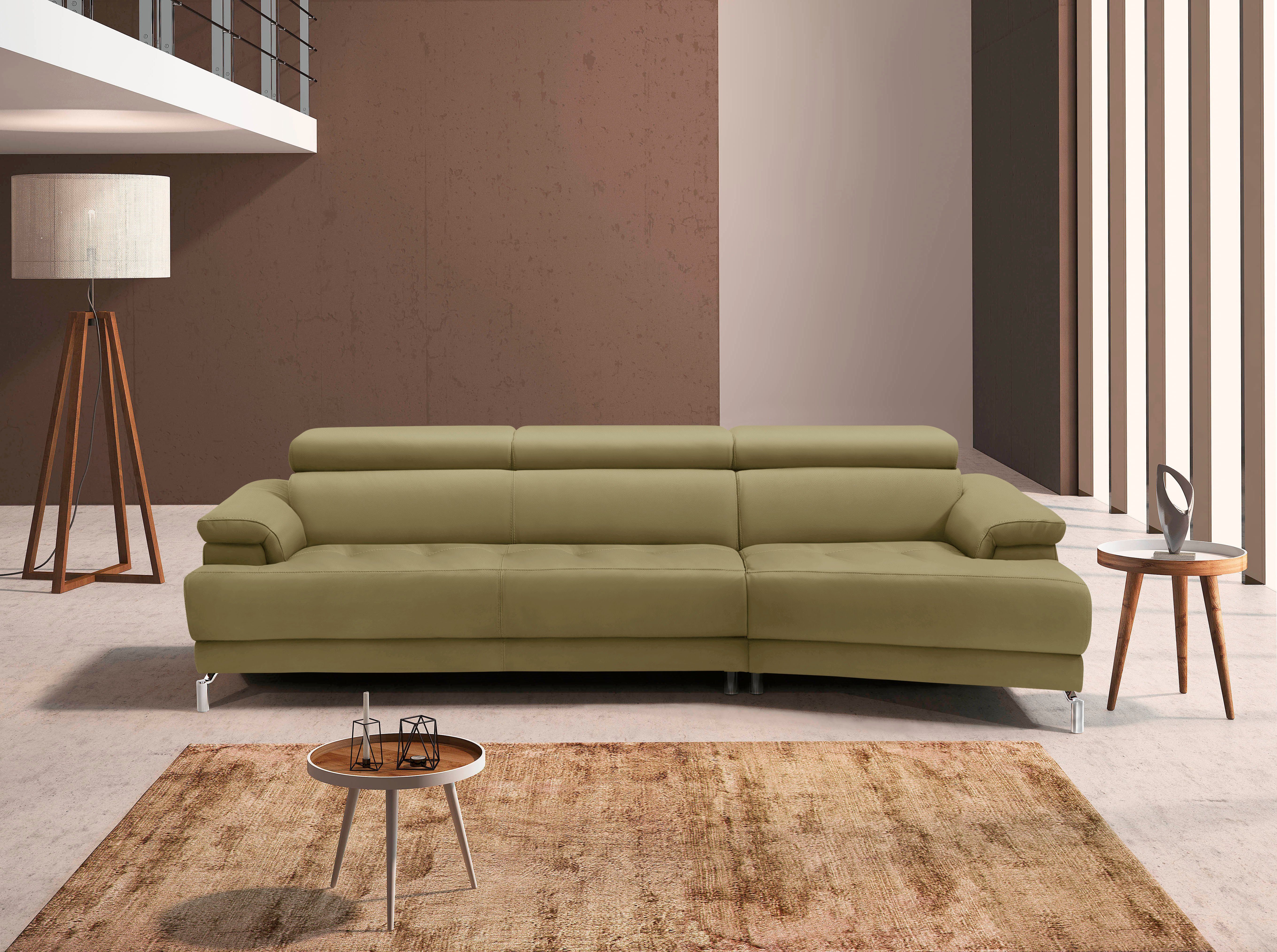Egoitaliano Ecksofa Soul, extravagantes Designsofa, Megasofa, super bequem, tolle Details, mit Trapez-Abschlußelement, inkl verstellbarer Kopfteile