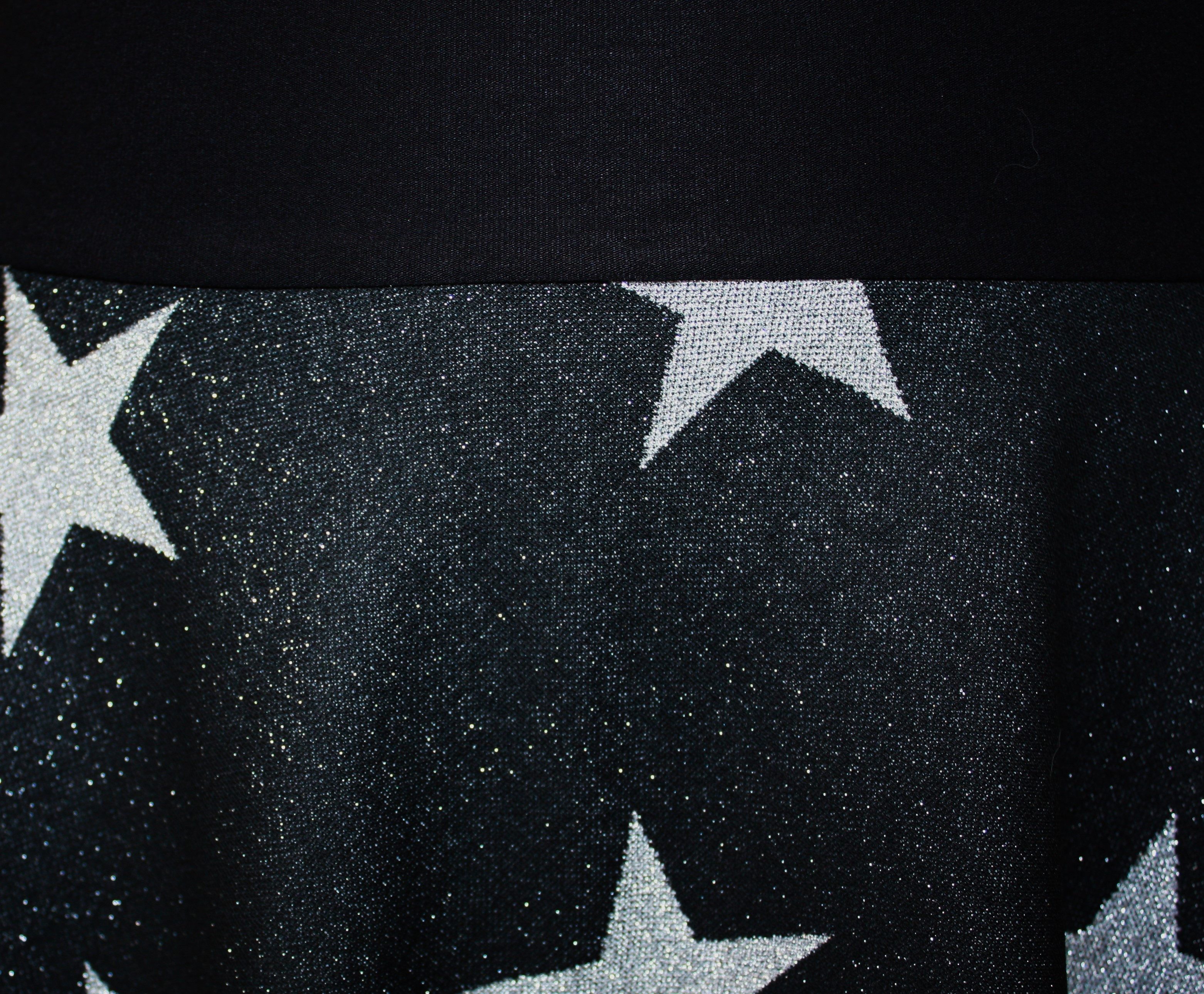 dunkle design Strickrock Schwarz Grau Blau Silber 57cm elastischer Bund