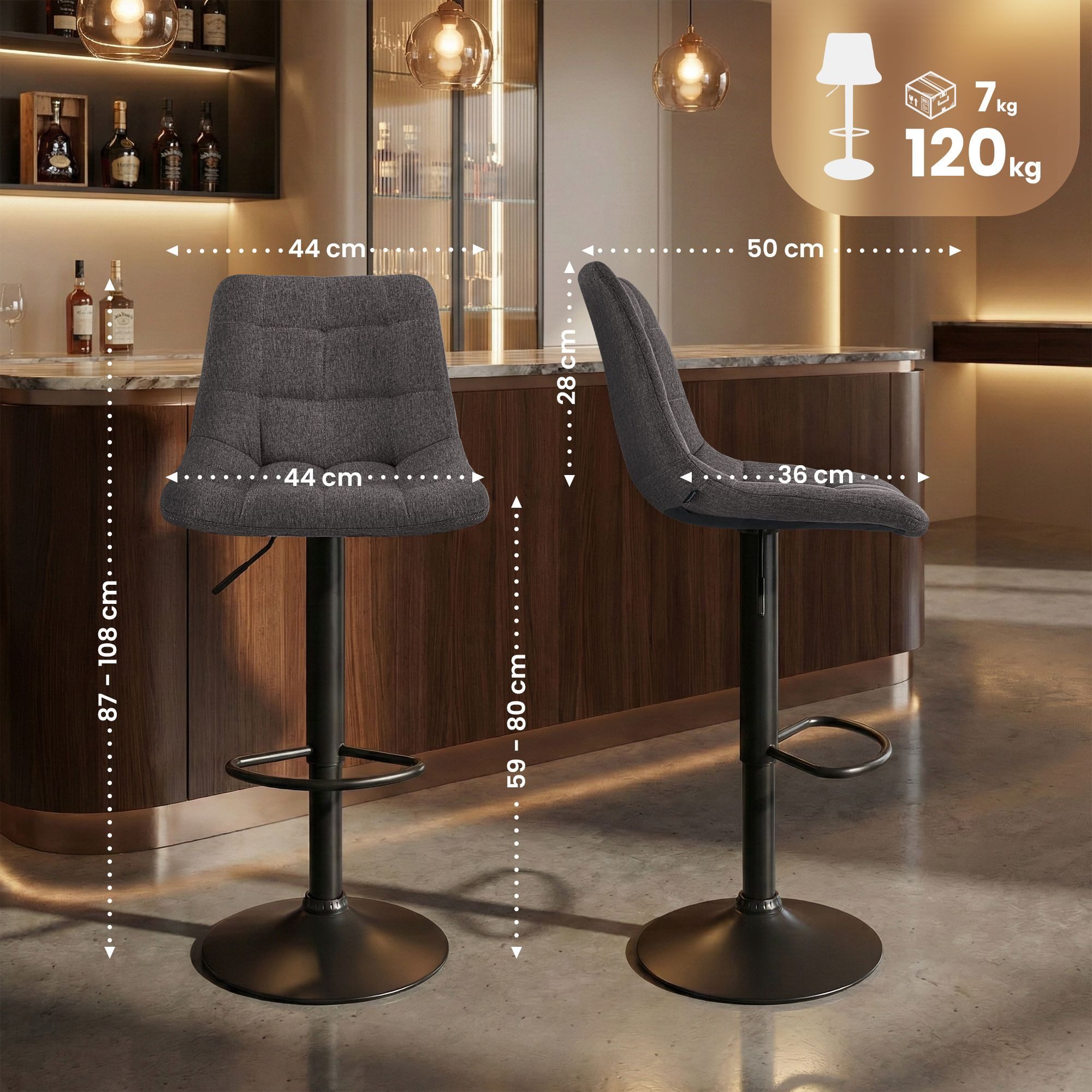 CLP Barhocker Mapun (1er, 1 St., 1er), höhenverstellbar, Bodenschoner