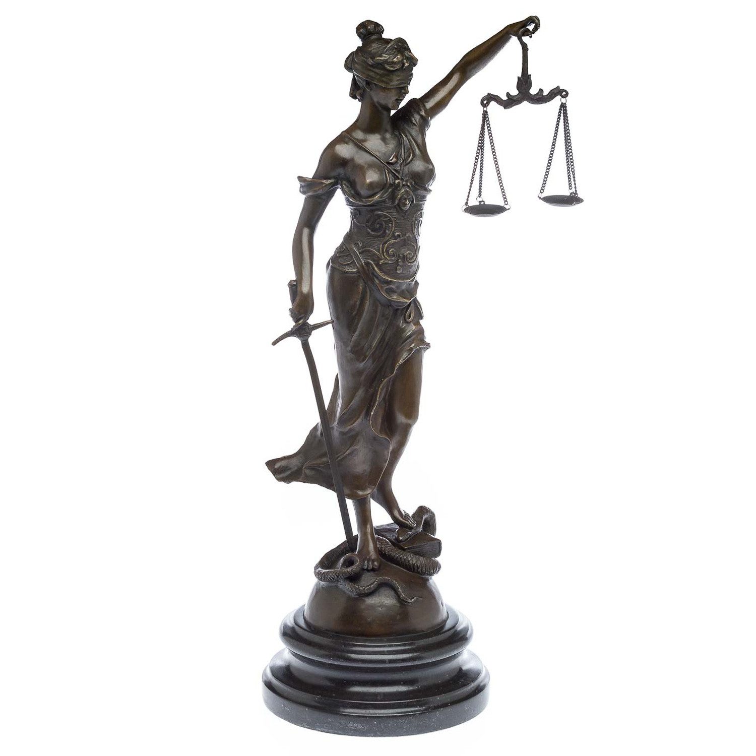 Aubaho Dekoobjekt Bronzeskulptur Justitia Bronze Figur Skulptur Bronzefigur im Antik-Sti