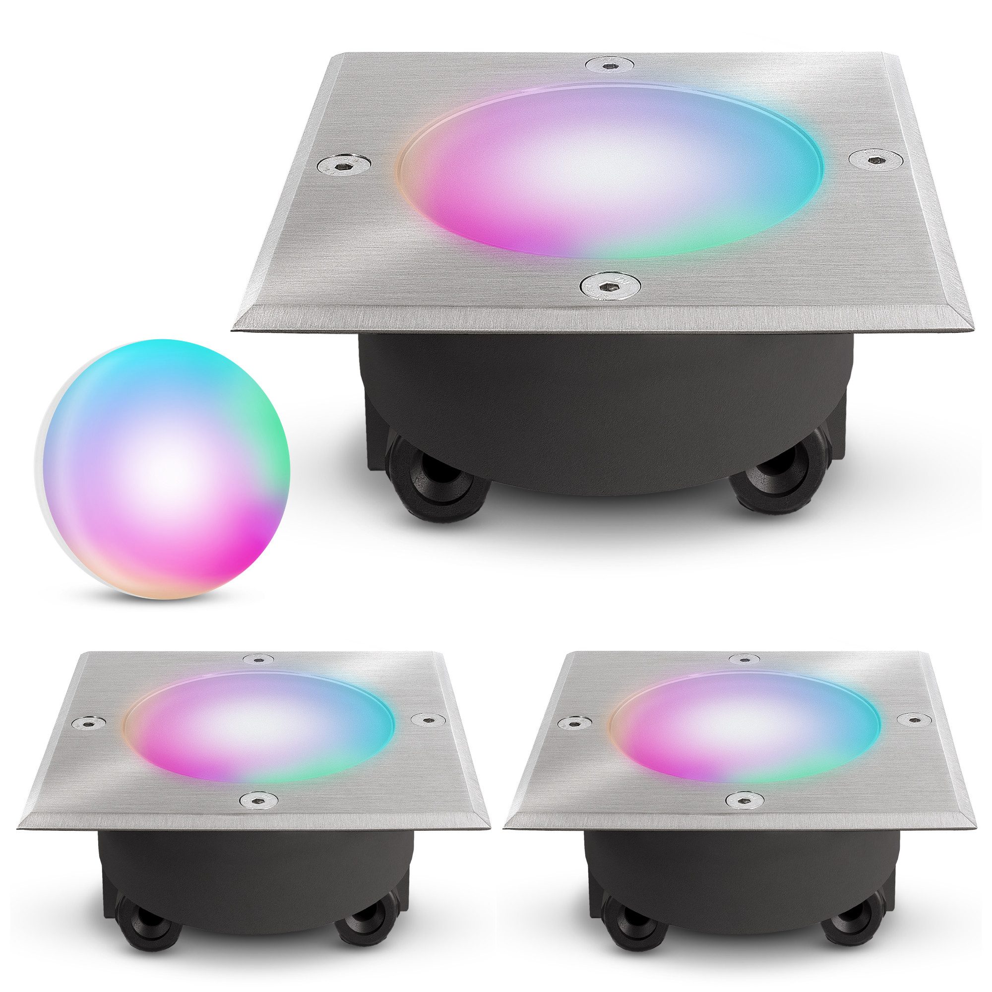 SSC-LUXon LED Gartenstrahler VIROK Bodenstrahler inkl. Glas klar & milchig IP67 mit LED WLAN RGB, RGB & Weißtöne