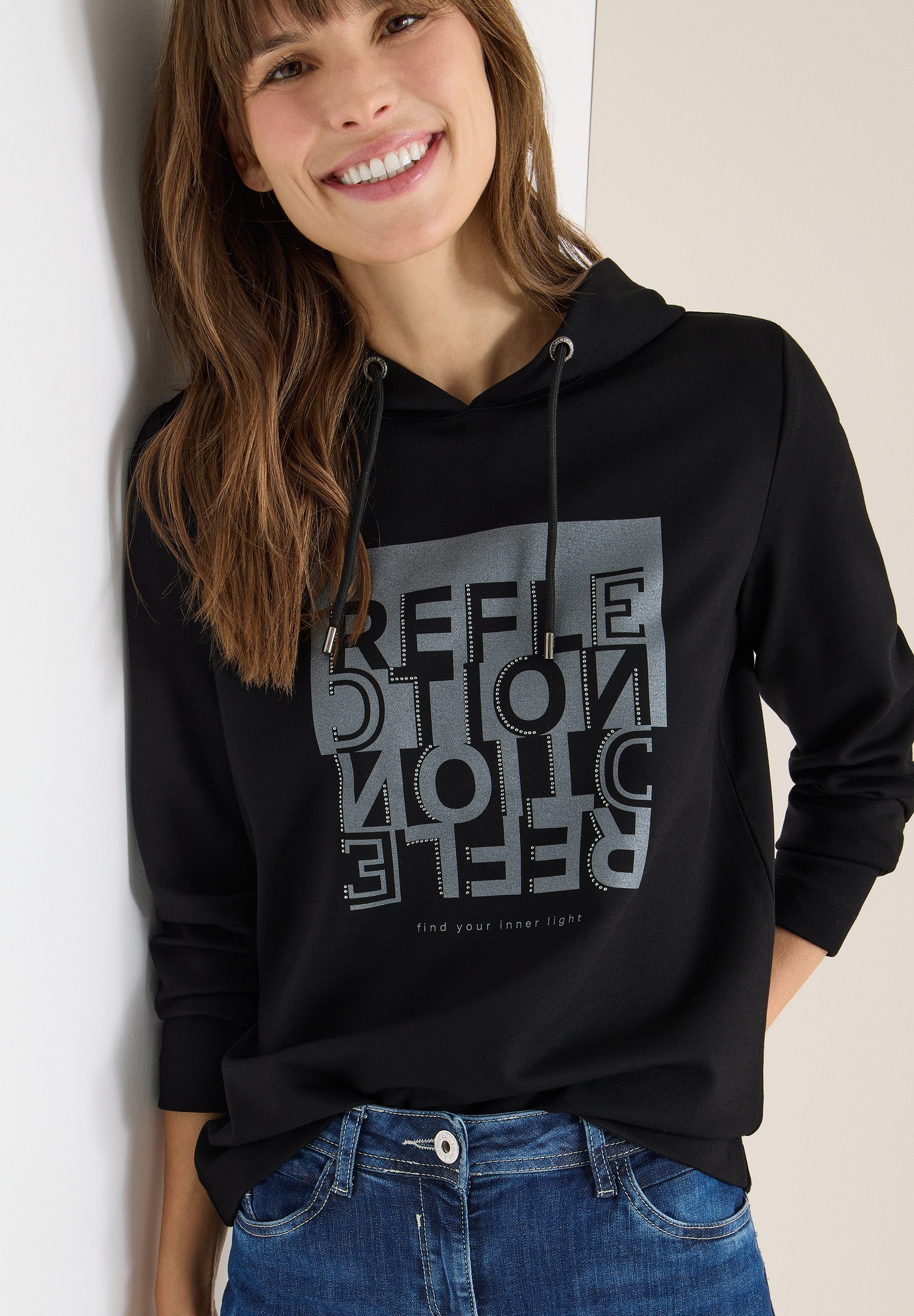 CECIL Langarmshirt mit schimmerndem Folienprint günstig online kaufen