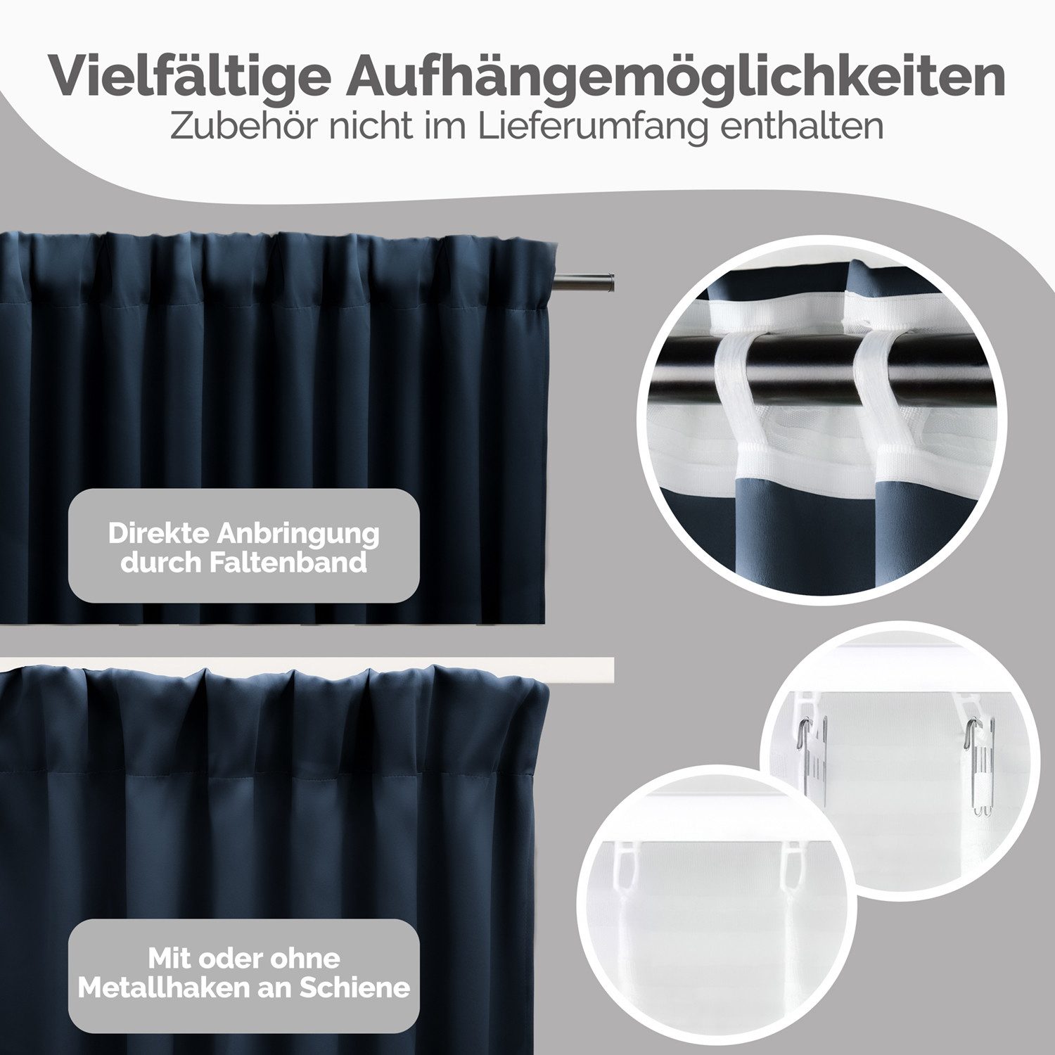 Blumtal Verdunkelungsvorhang Verdunkelungsvorhang 2er-Set Thermovorhang Wärme- & Kälteisolierend, OEKO TEX Zertifiziert mit Kräuselband