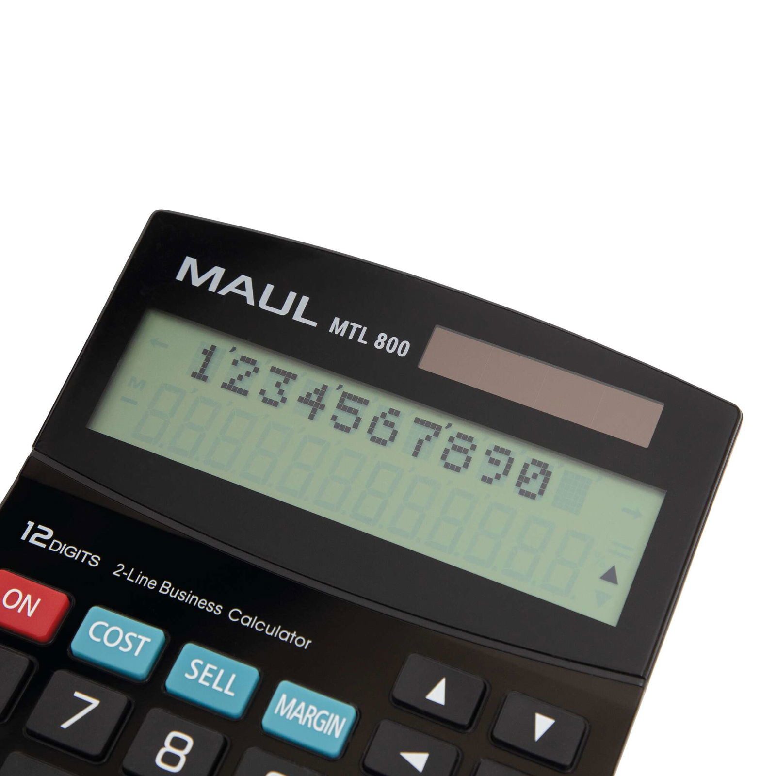MAUL Taschenrechner mit kaufmännischen Funktionen, 12-stelliges Display mit 2 Zeilen, Steuerberechnung, Gewinnspannenberechnung, inkl. Gerätebeatterie