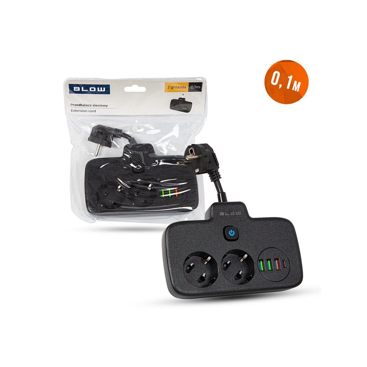 BLOW BLOW PS-310U 3-fach Steckdose 3x USB 0,1 m Mehrfachsteckdose