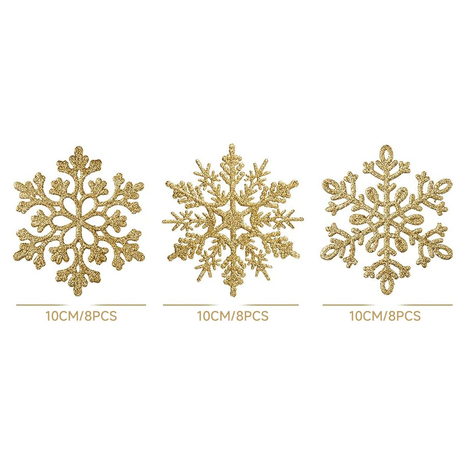 OSTWOLKE Christbaumschmuck Schneeflocken Weihnachten Deko Anhänger für Weihnachtsbaum Gold