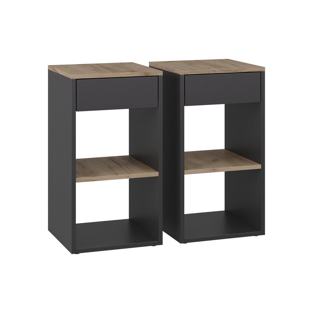 Vicco Nachtschrank Dany, Anthrazit/Goldkraft Eiche, 2er Set (2-St) günstig online kaufen