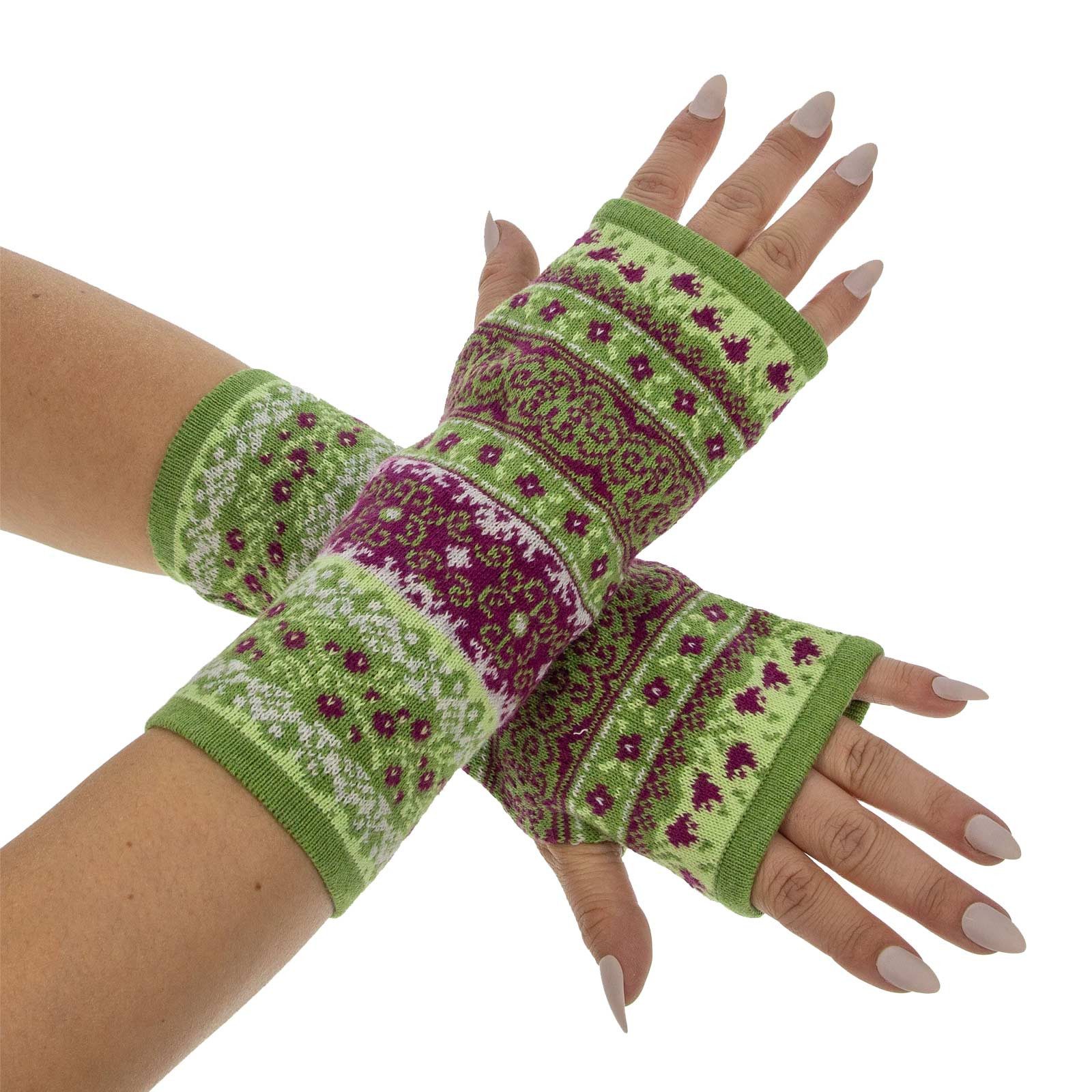 KUNST UND MAGIE Armstulpen Armstulpen Handwärmer Handschuhe Pulswärmer extrafeiner Jacquardstoff